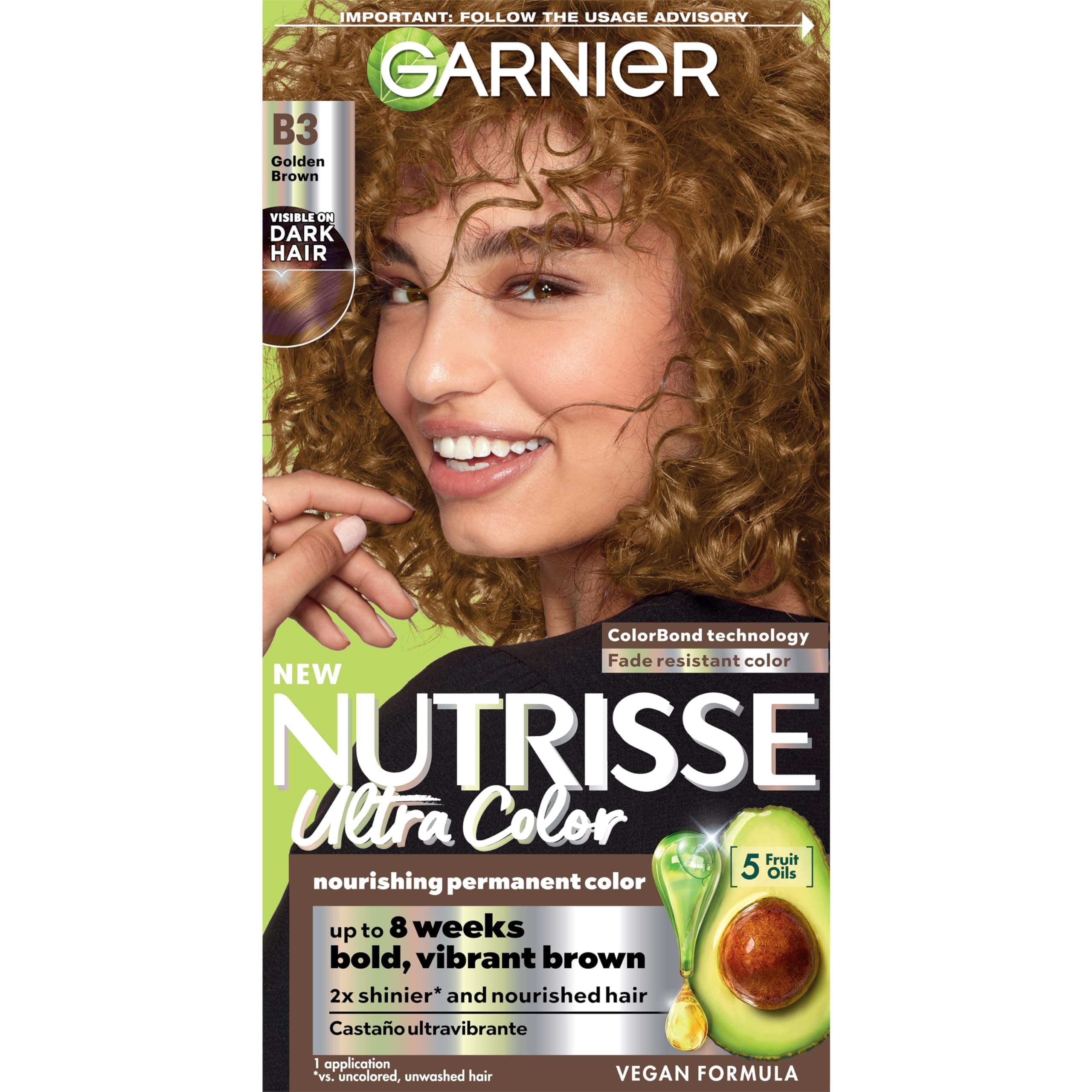 Garnier Nutrisse Nourishing Nutri-Browns Lightening Color Cream, Golden Brown # B3 - Kit (並行輸入品)