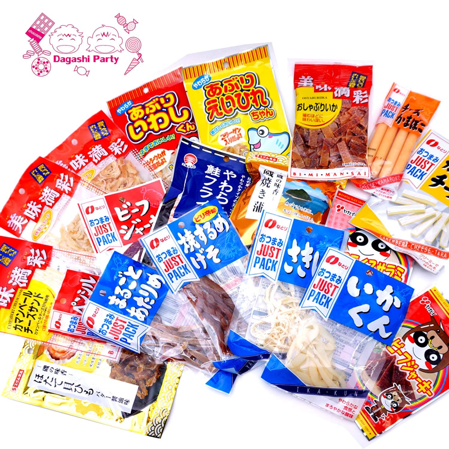 Assorted Japanese Junk Food for Sake "Otsumami" 10 Packs Squid Otsumami
