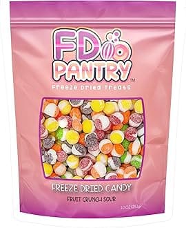Fruit Crunch Sour Freeze Dried Candy 10oz, Assorted Sour Freeze Dried Candy Variety Pack 10 oz Large Pouch, Ideal Crunchy Freeze Dried Sweets Gift - Large Resealable Bag