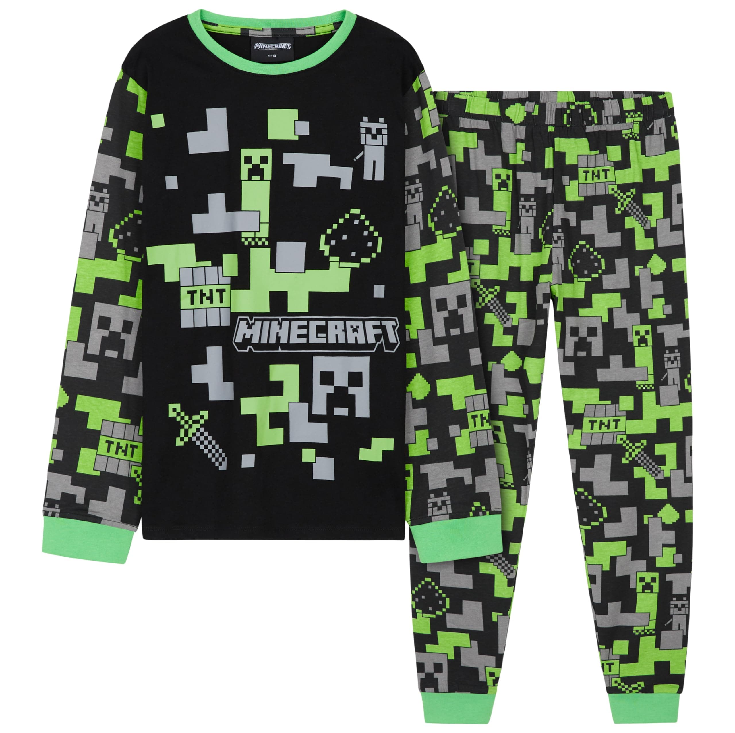 Boys Long Pyjamas Set, Comfy Cotton PJs Creeper Loungewear - Gamer Gifts for Boys