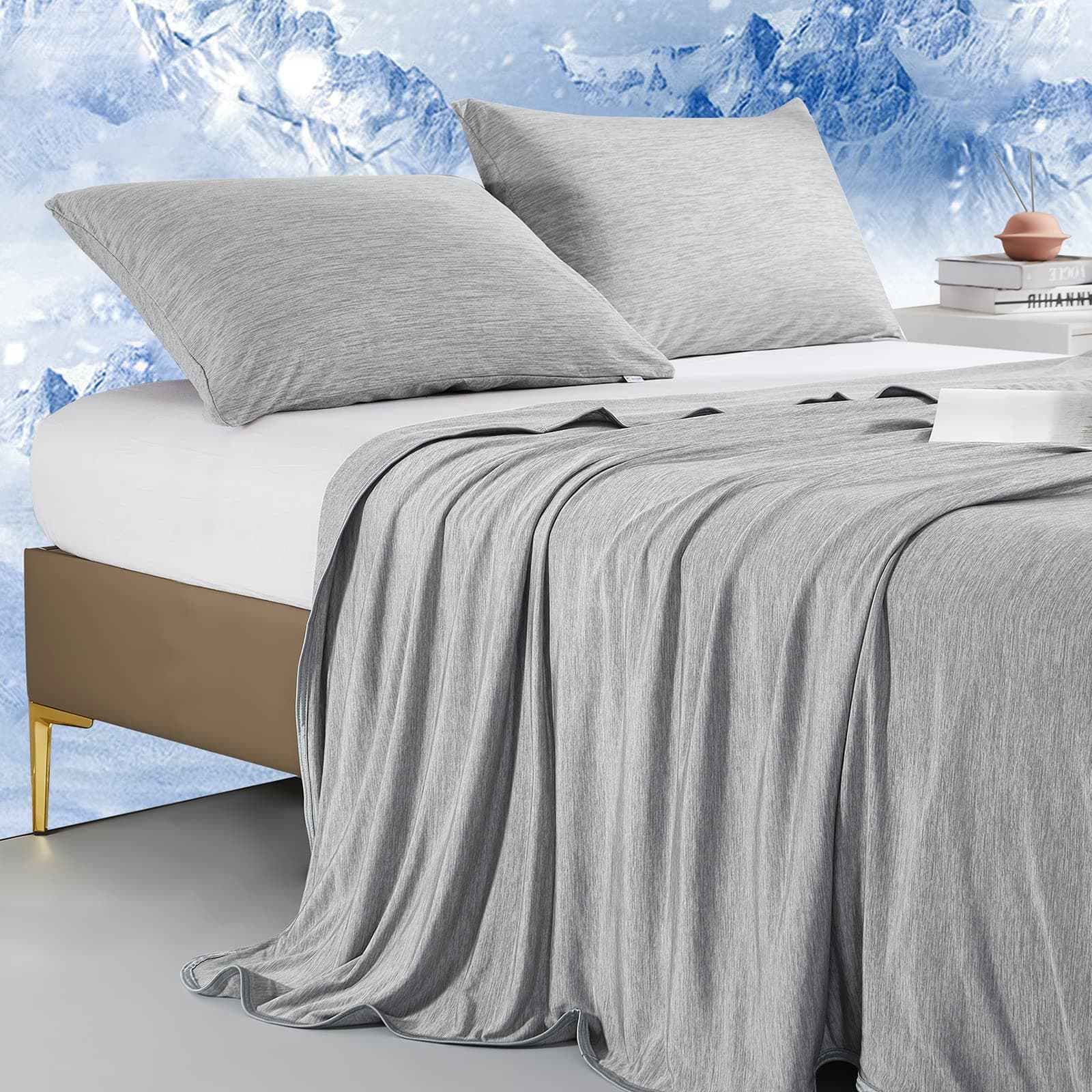 Arc-Chill Cooling Blanket for Hot Sleepers - Twin Size, Japanese Cooling Fiber Absorbs Body Heat, Lightweight Soft Cold Blanket for Summer Sleeping