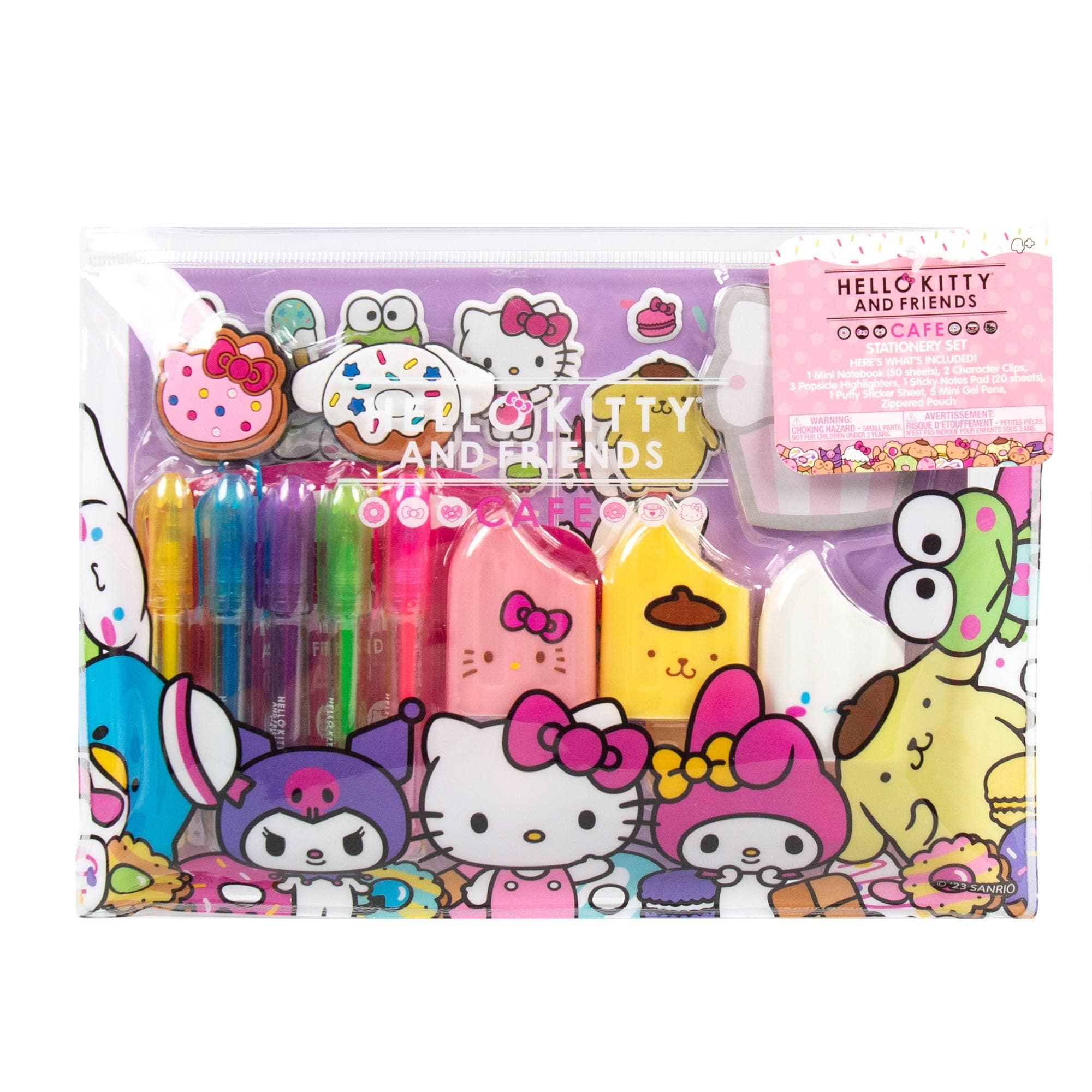 Hello Kitty & Friends Café Stationery Set, 22-Piece Cute School Supplies, Sanrio Accessories, Includes Notebook, Squishy Stickers, Pens, Kawaii Stationery