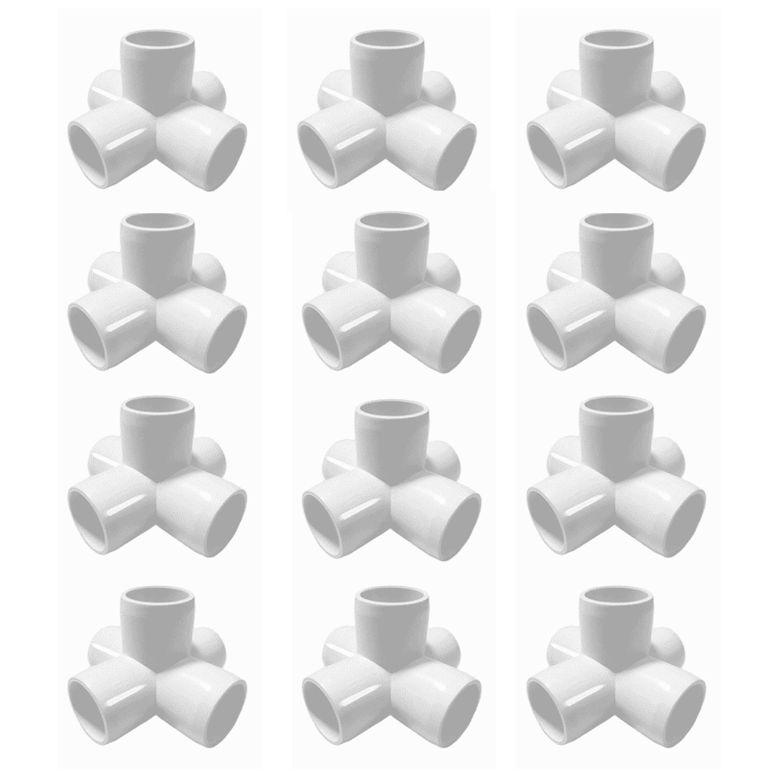 5Way 1/2 inch Tee PVC Fittings Corner Cross Elbow 45 90 Degree for Greenhouse Shed Pipe, Tent Connection, Furniture Build Grade SCH40 [Pack of 12]