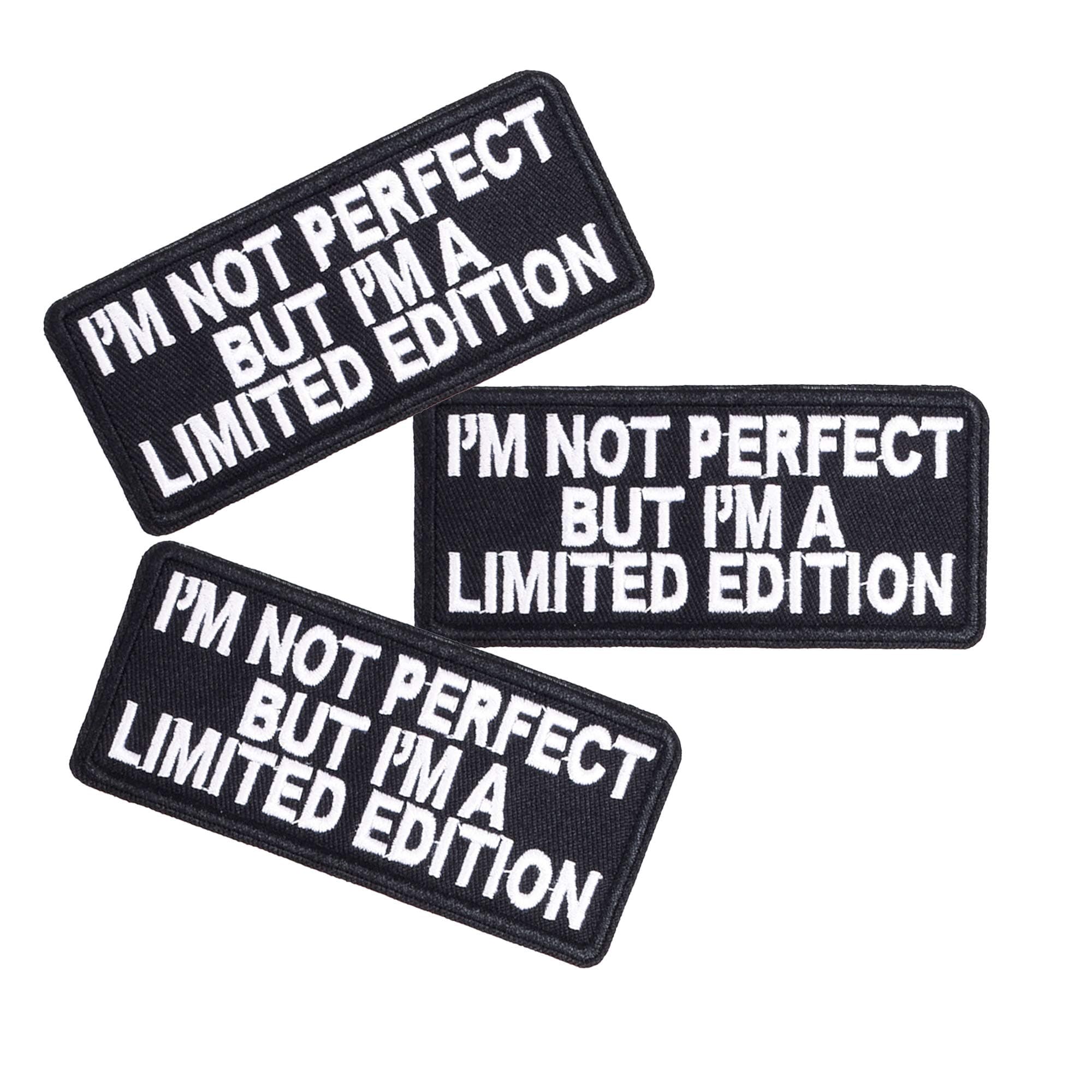 Sew or Iron on Embroidered Patches | I AM NOT Perfect BUT I AM A Limited Edition Motivational Appliques | Self-Acceptance Saying Decals | Hats Jeans Demin​ Jackets | 3.94"x1.77" 3PCs Pack