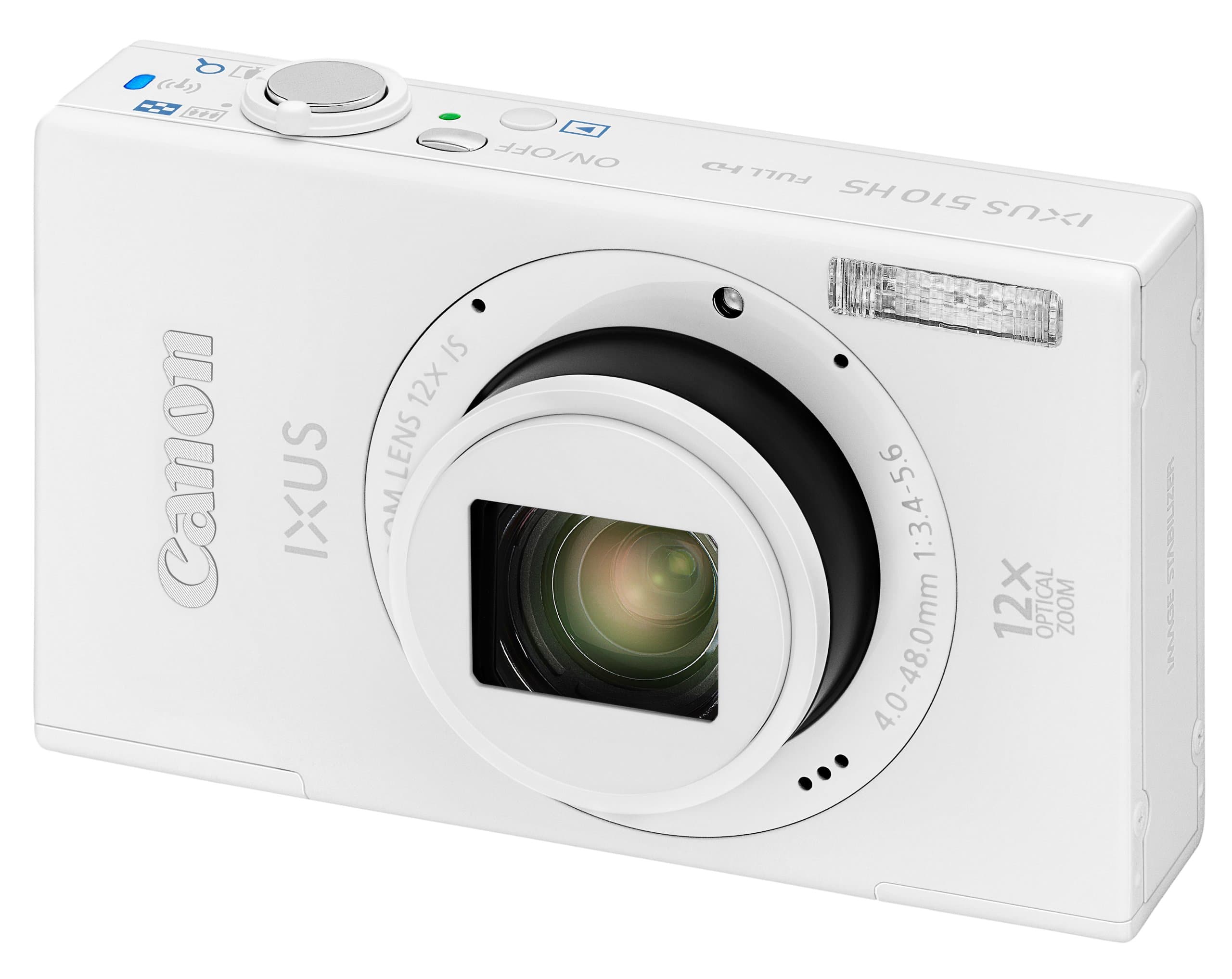 Canon IXUS 510 HS Digital Camera - White (10.1 MP, 12x Optical Zoom) 3.2 Inch LCD (Renewed)