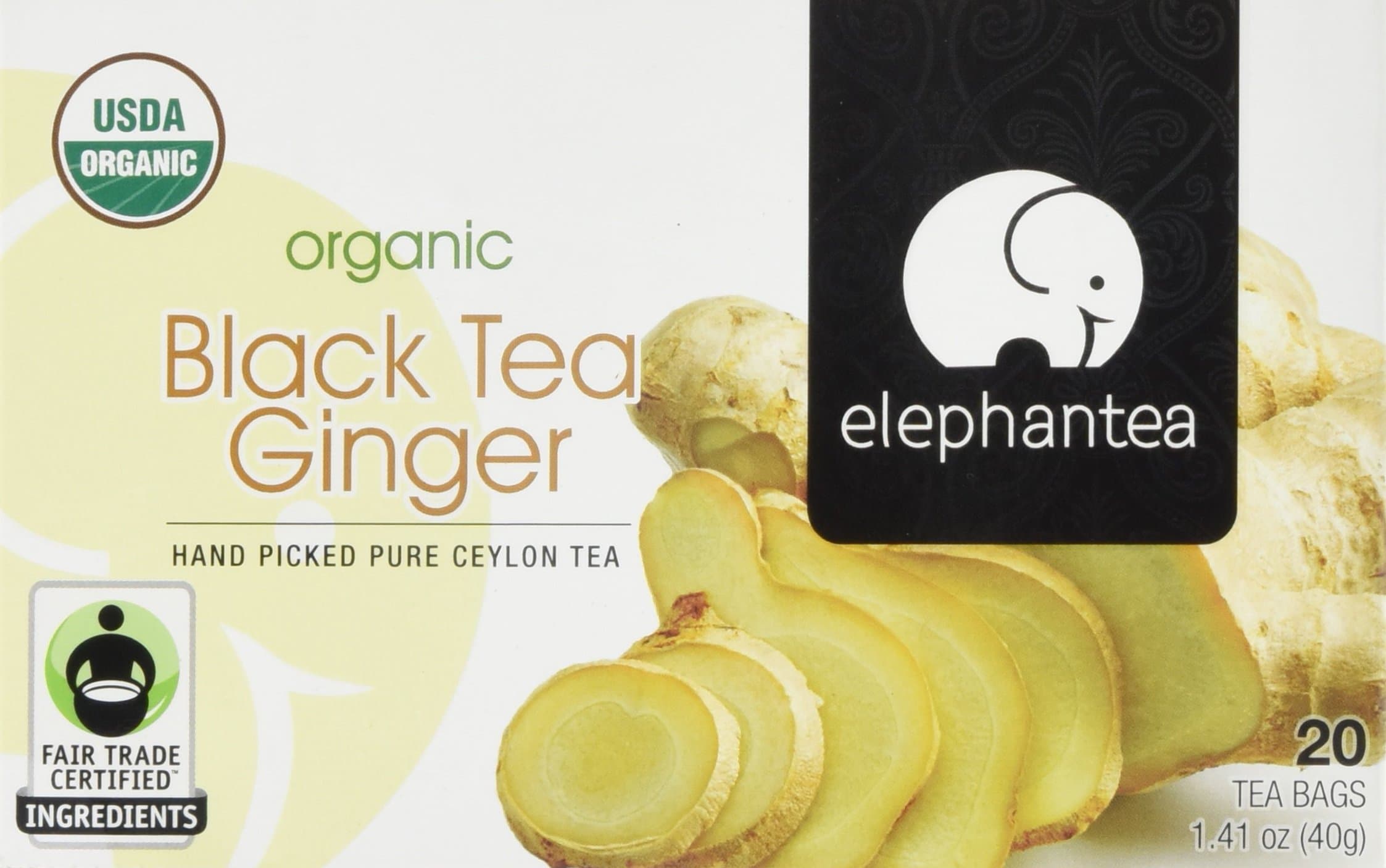 elephantea Organic Black Ginger Tea, 1.41 Ounce