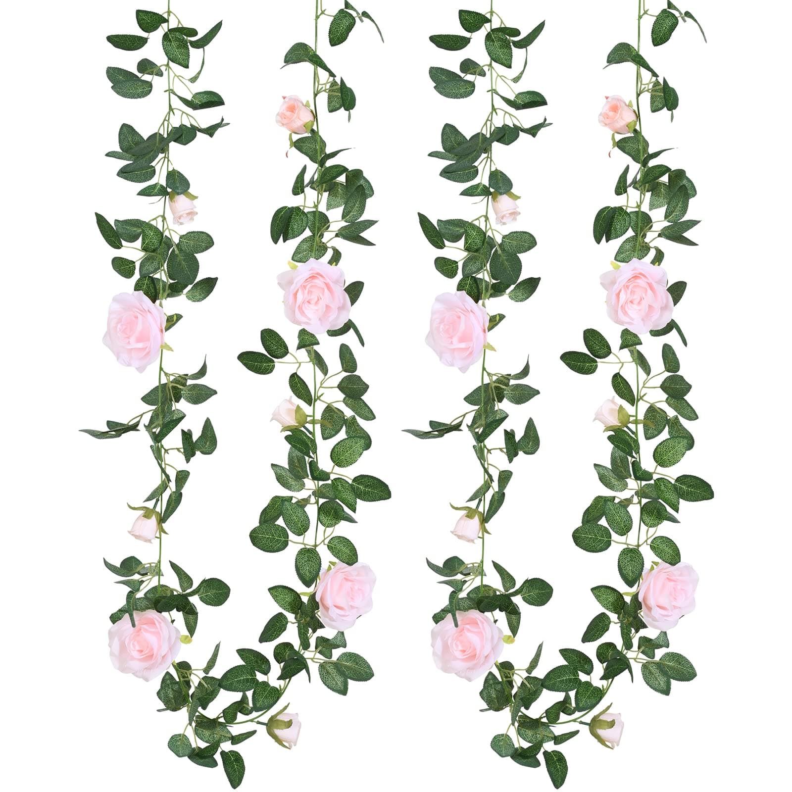 MARTINE MALL 2 Pcs 13.2Ft Artificial Pink Rose Garland, Fake Rose Vine Floral Garland for Wedding Party, Garden, Home, Table, Wall Decor