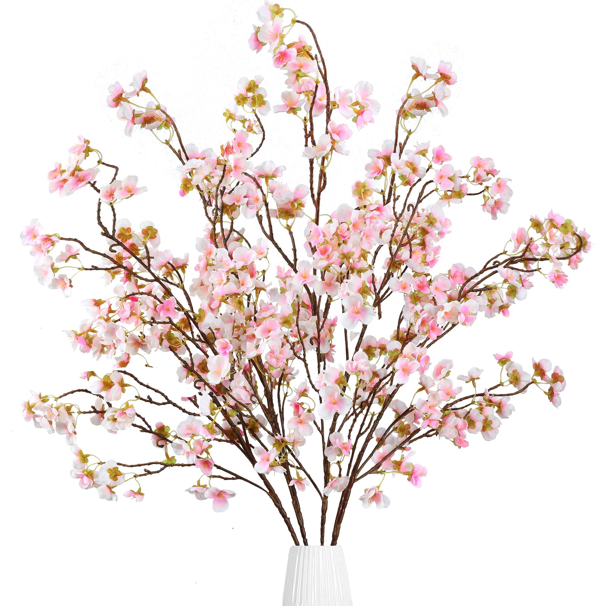 Sggvecsy Artificial Cherry Blossom Flowers 4 Pcs Faux Cherry Blossom Stems Faux Silk Cherry Blossom Branches 41’’ Fake Flowers Long Stems for Vase Arrangements Home Wedding Table Decor (Pink)