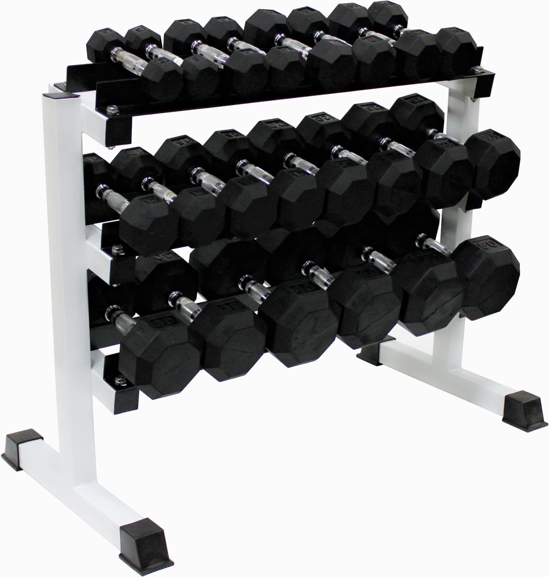 Ader Octagon Rubber Dumbbell Set 2-50lbs (12 Pairs) 560lbs with Dumbbell Rack with Free Rubber Mat
