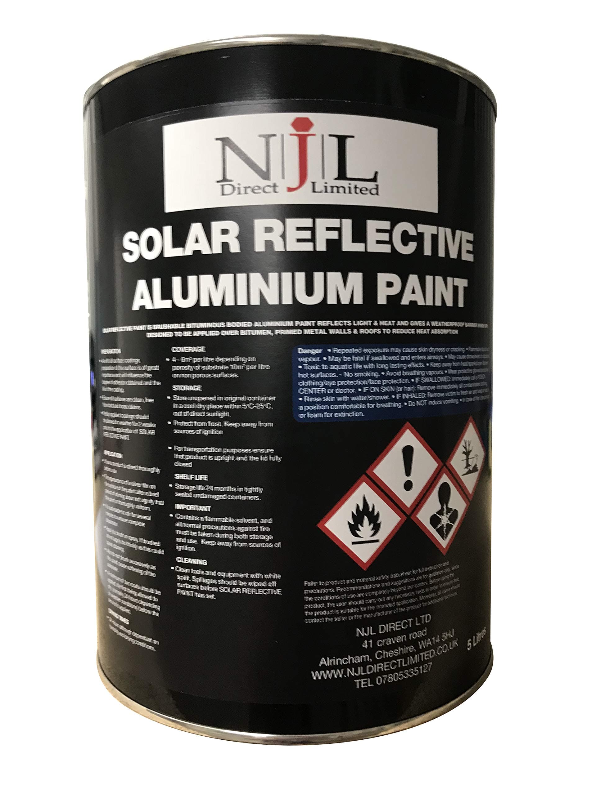 Njl Solar Reflective Roof Coating Paint Aluminium Silver 5 Litre