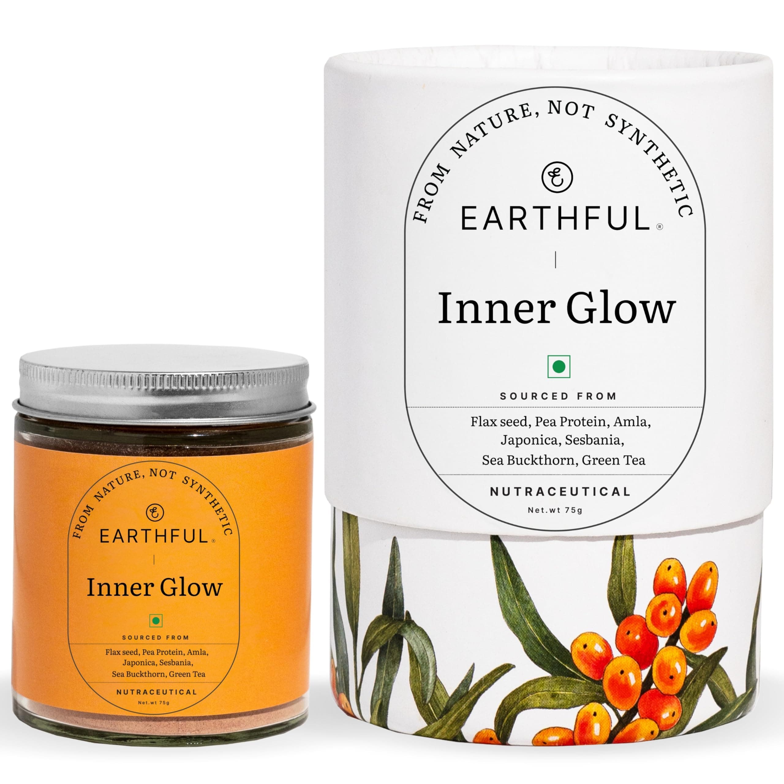 Skin Collagen Supplement for Women & Men - 100% Plant Based - for Glowing Skin, UV Protection, Anti aging, Antioxidants, Hydration with Omega-3, Resveratrol, Pea protein, 75 gms Powder