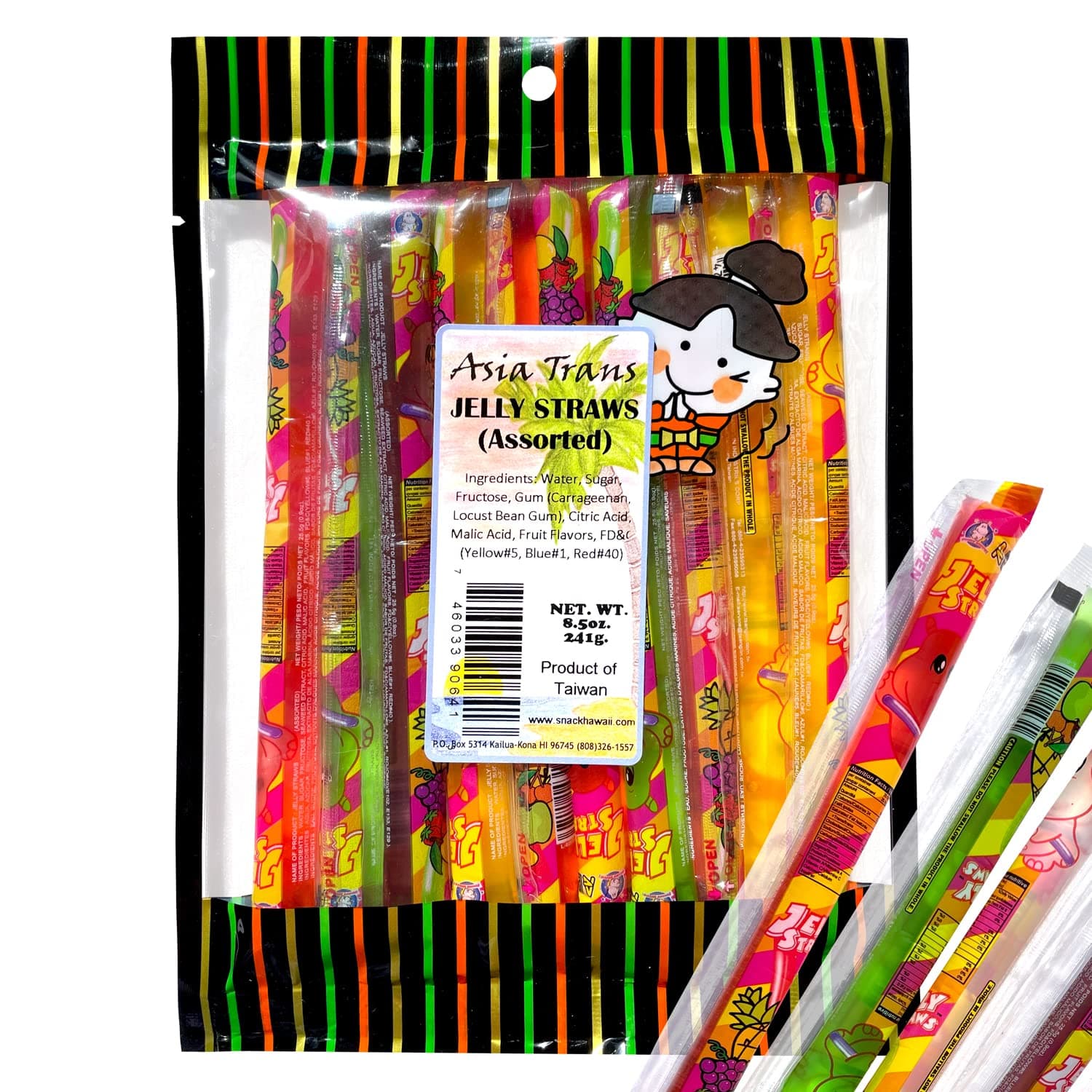 ABC Select Jelly Straws - Assorted Flavors Include Strawberry, Apple, Pineapple, and Grape - Perfect for Jelly Noodle Tik Tok Challenge, Asmr Challenge, Kids Parties, Summer B.B.Q, and Birthdays - 8.5 oz (1 Pack)