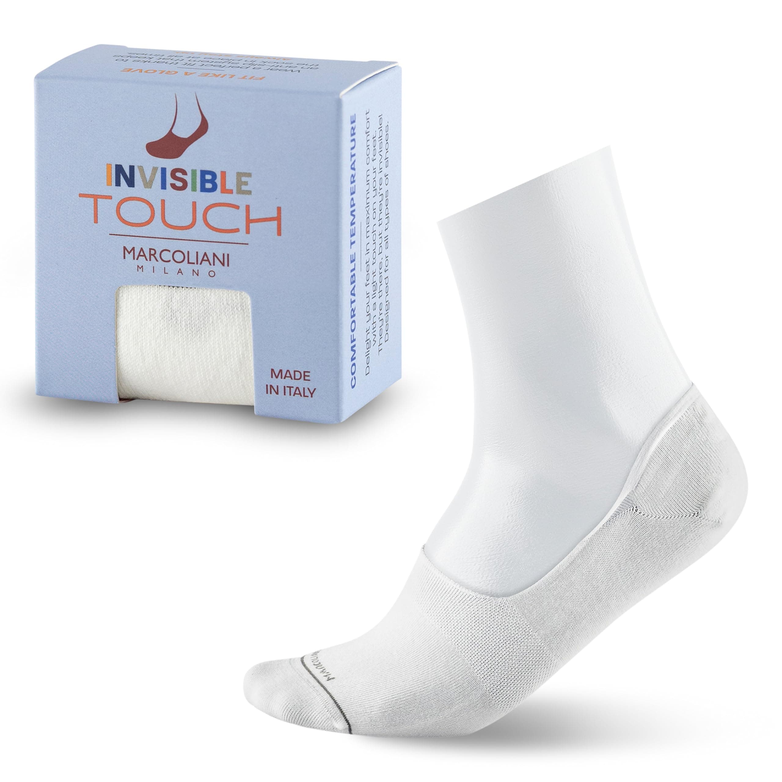 Made in Italy - No Show Socks for Men - Always Stay Up | Essence of Cotton Solid Color Invisible Touch