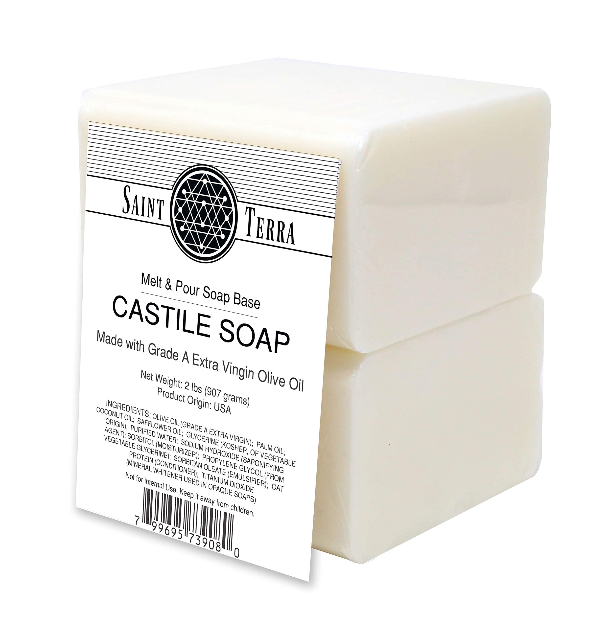 Saint Terra - Castile Melt and Pour Soap Base, 2 Pounds