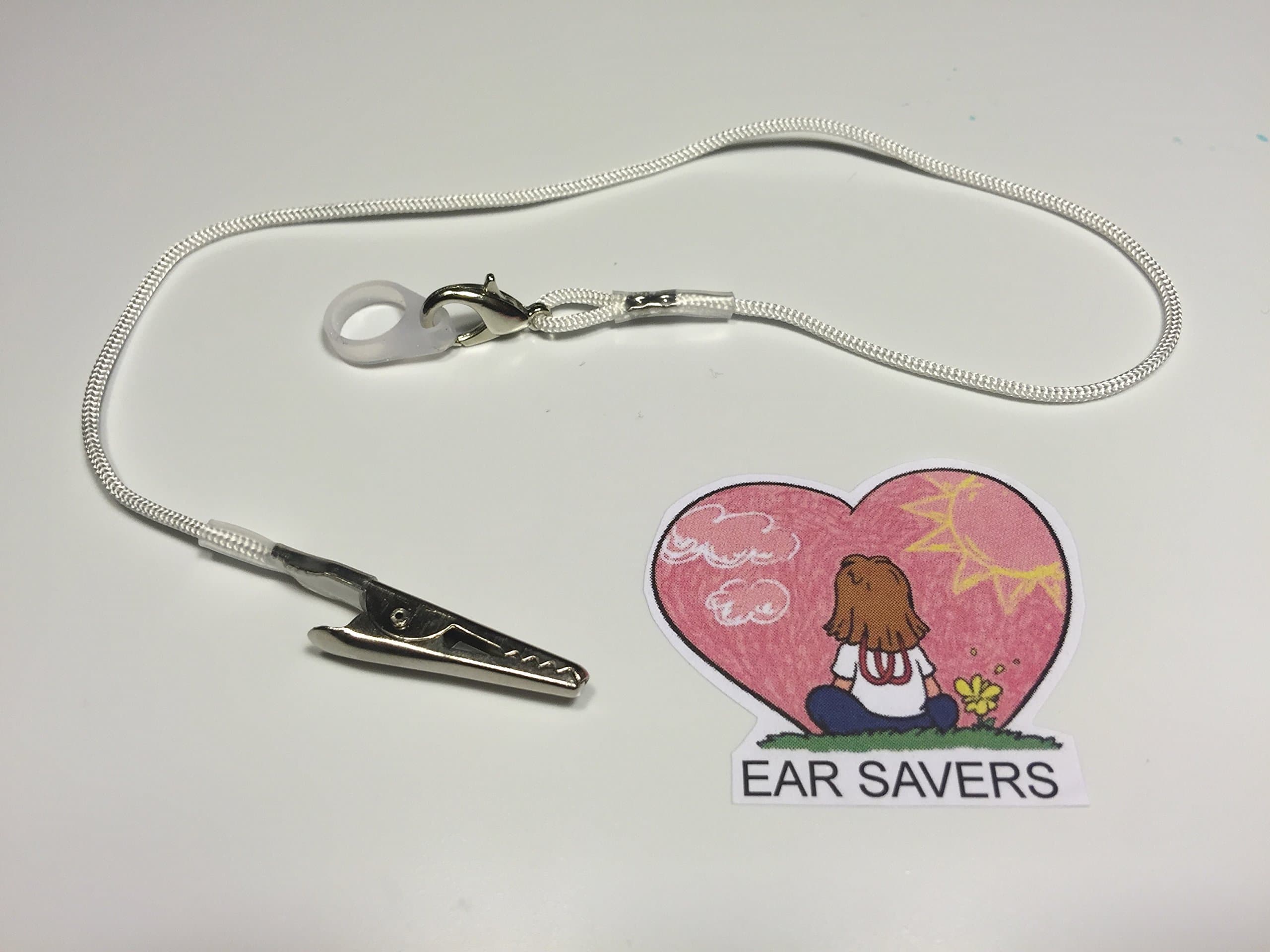 Single White Lanyard Clip for Hearing Aids or Cochlear Implants