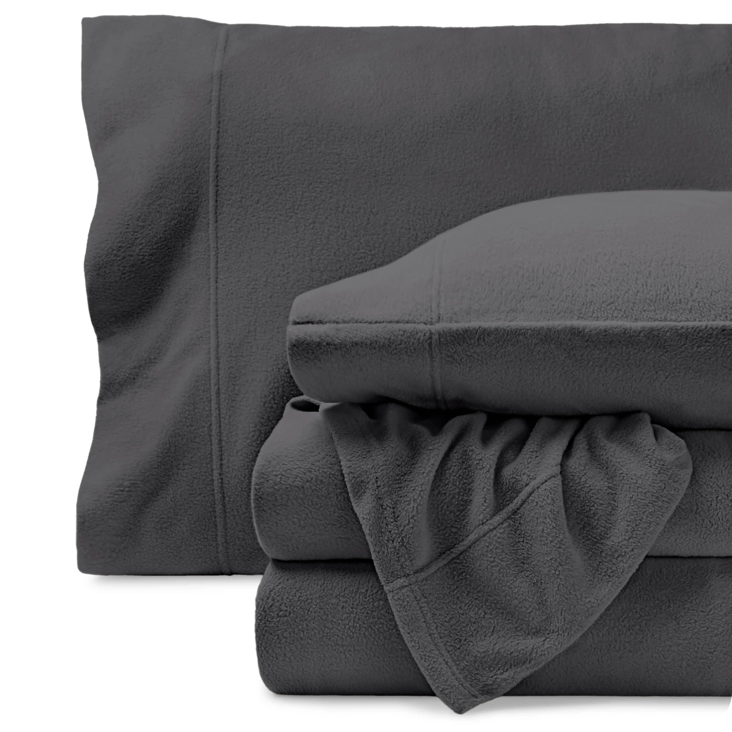 Super Soft Fleece Sheet Set - Queen Size - Extra Plush Polar Fleece, No-Pilling Bed Sheets - All Season Cozy Warmth (Queen, Grey)