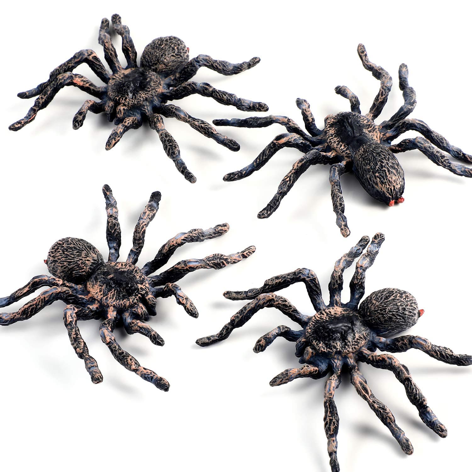 Skylety Realistic Spider Giant Fake Spider Action Model Plastic Animal Tarantula Toy Figures Lifelike Educational Learning Toys for Boys and Girls, Halloween Prank Props Party Supplies (4 Pieces)