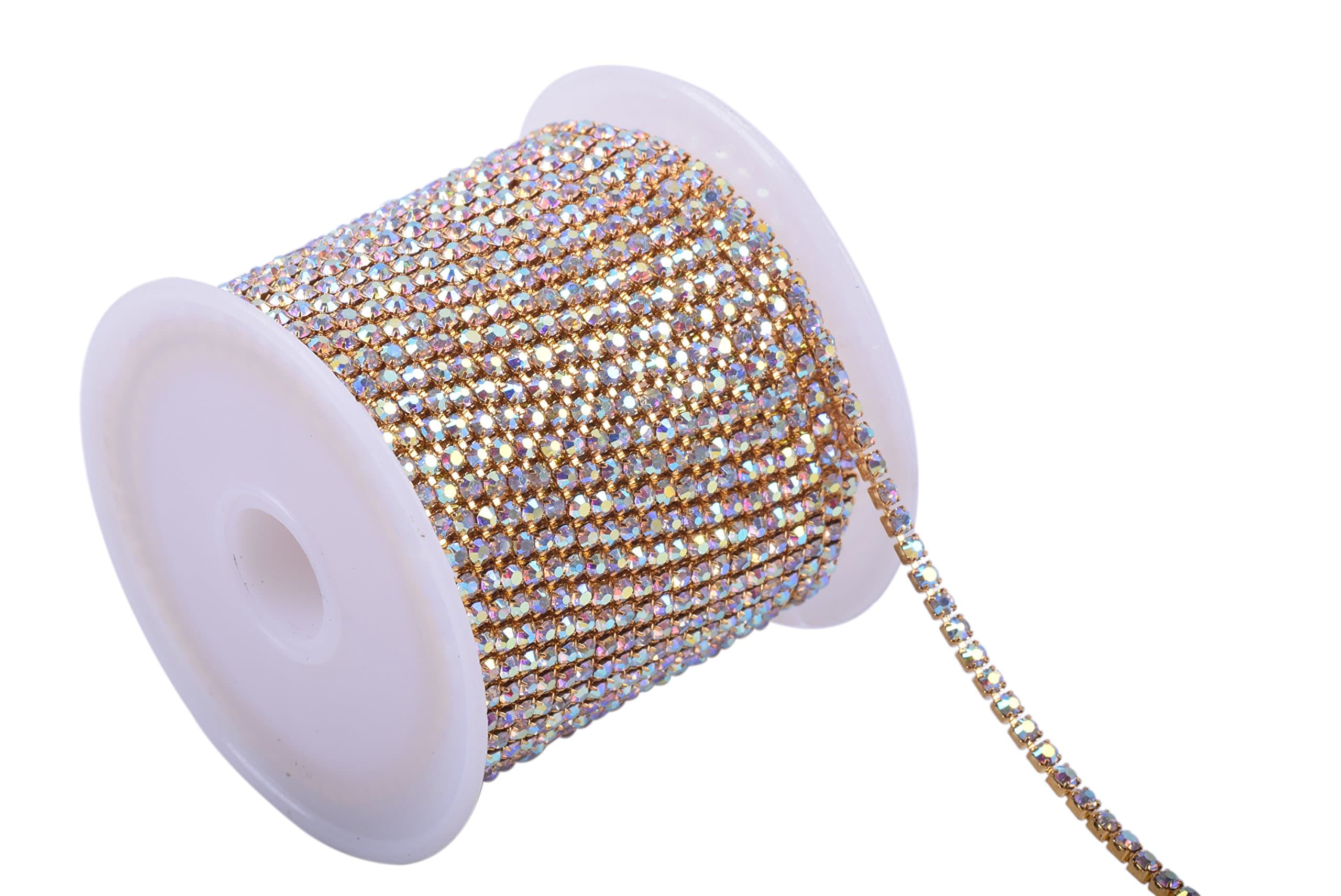 KAOYOO 10 Yards 2.5MM Crystal Rhinestone Close Chain Trim for Sewing Crafts,DIY Decoration