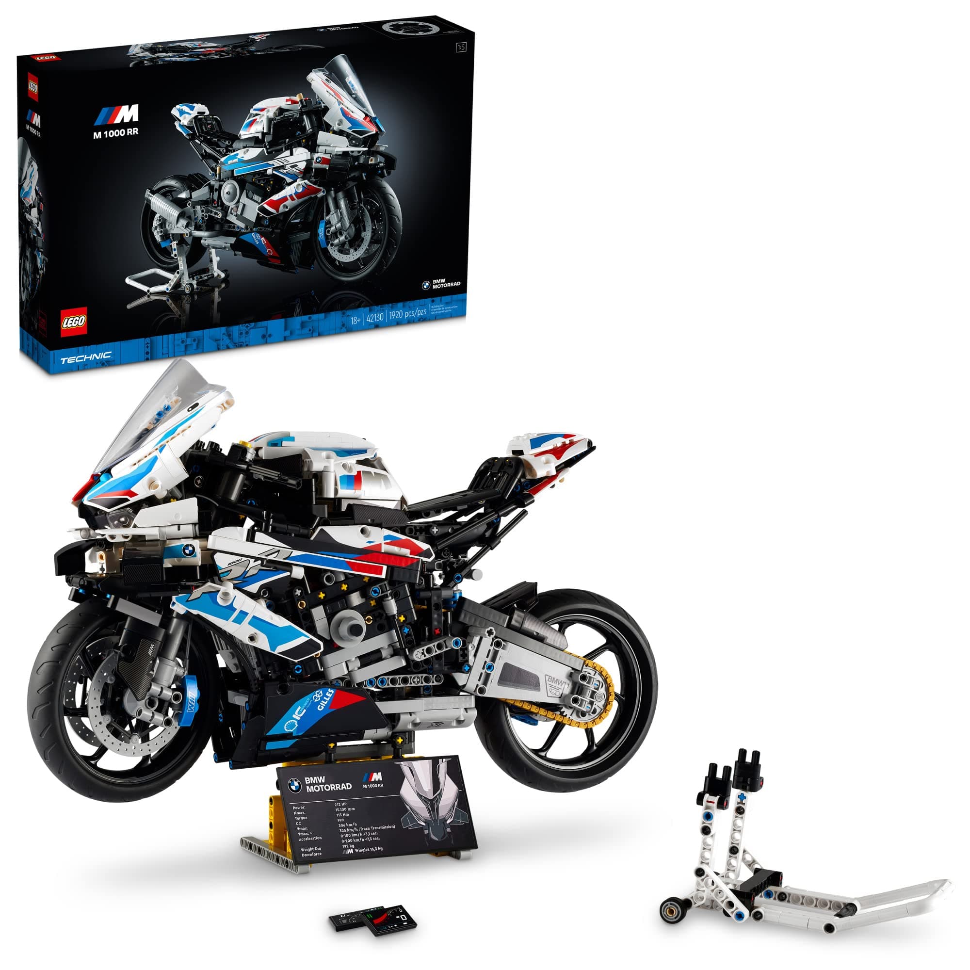 Technic BMW M 1000 RR 42130 Motorcycle Model Kit for Adults, Build and Display Set with Authentic Features, Motorcycle Gift Idea