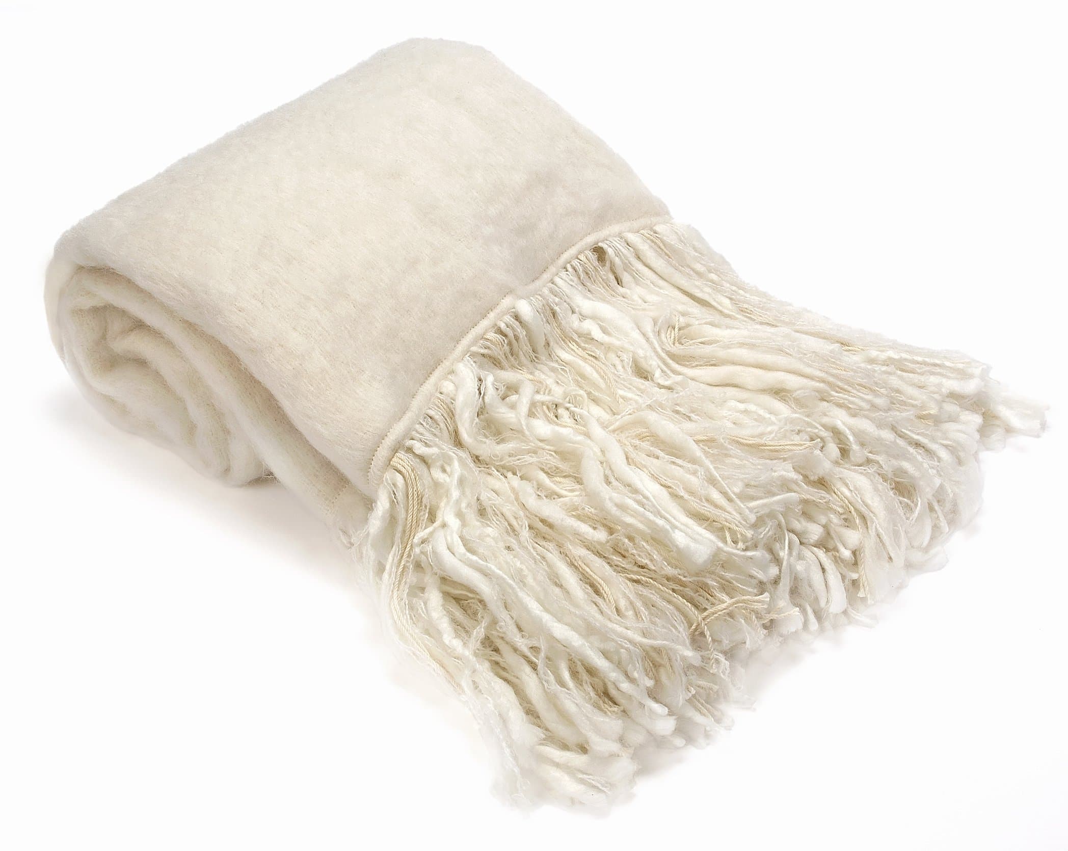 Mohair Throw with Fringes, 53 x 70, Snow