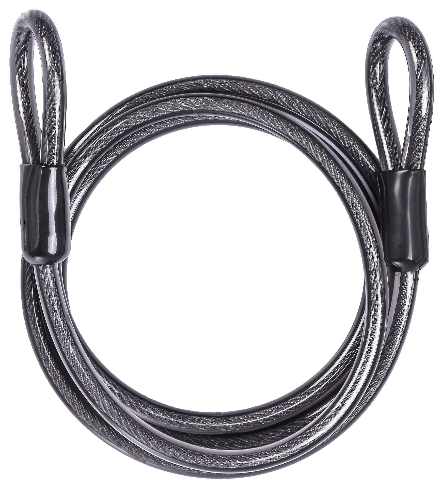 Security Steel Cable with Loops - 3/8 inch (10 mm) Thick (6' or 15') Heavy Duty Bike Lock Cable Vinyl Coated Braided Cables for U-Lock and Padlock