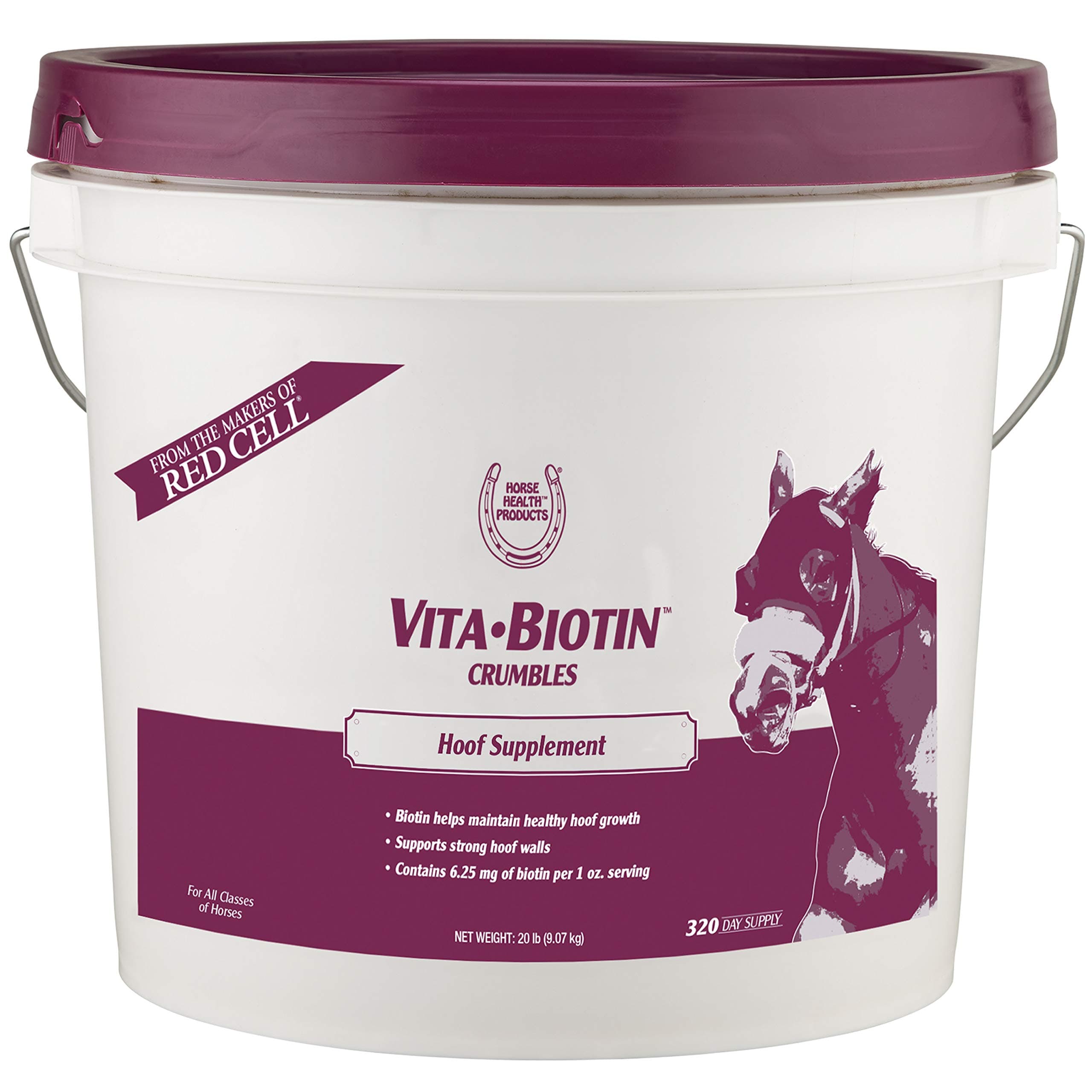 Farnam Horse Health Vita Biotin Crumbles horse hoof Supplement, Helps maintain healthy, sound hooves and strong hoof walls, 20 lbs., 320 day supply