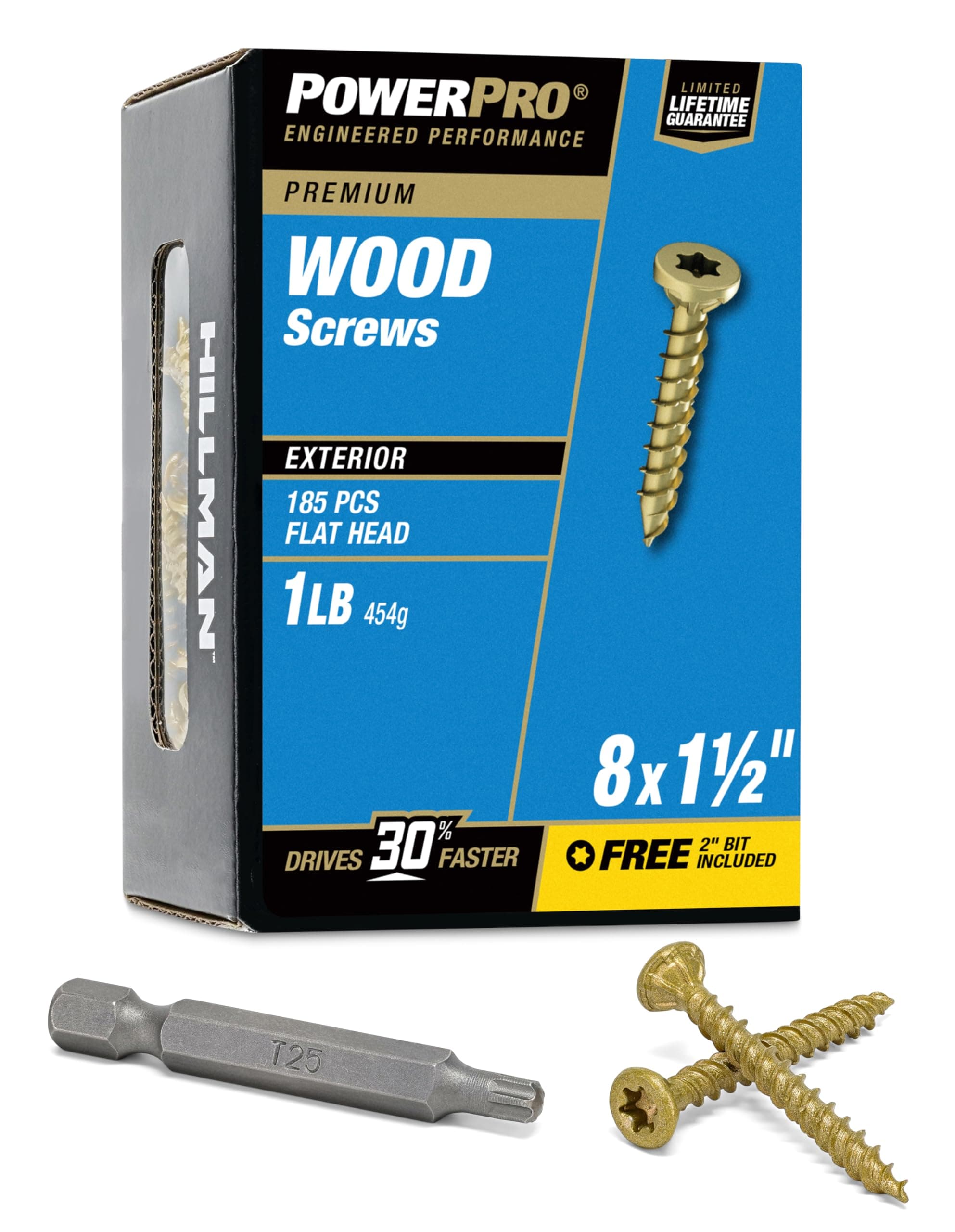 48595 Wood Screws, #8 x 1-1/2", Premium Outdoor Deck Screws, Rust Resistant, Epoxy Coated Bronze, 1lb Box, 203 pcs