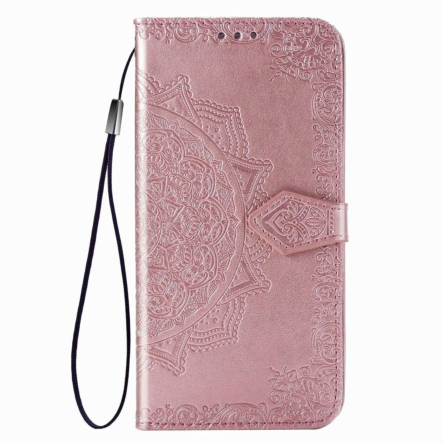 FTRONGRTCase for Tecno Camon 16 SE, Mobile Wallet Flip Cover with Mobile Phone Holder and Card Slot, Magnetic PU Leather Wallet Case for Tecno Camon 16 SE-Rose Gold