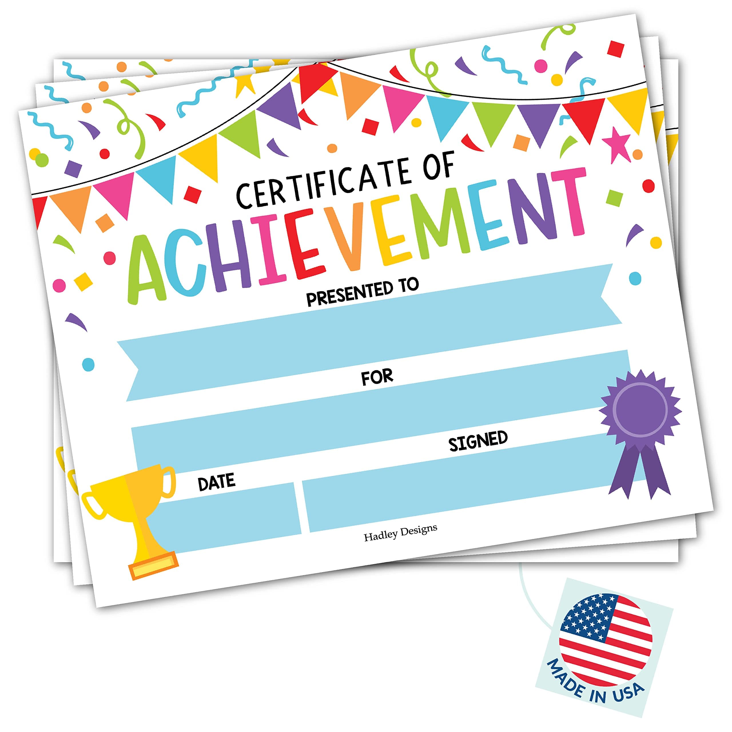 Award Certificates for Students -25 Certificate of Achievement Awards, Gold Star Certificate Paper, Preschool Graduation Certificates for Kids, Kindergarten Diploma, Star Student Honor Roll