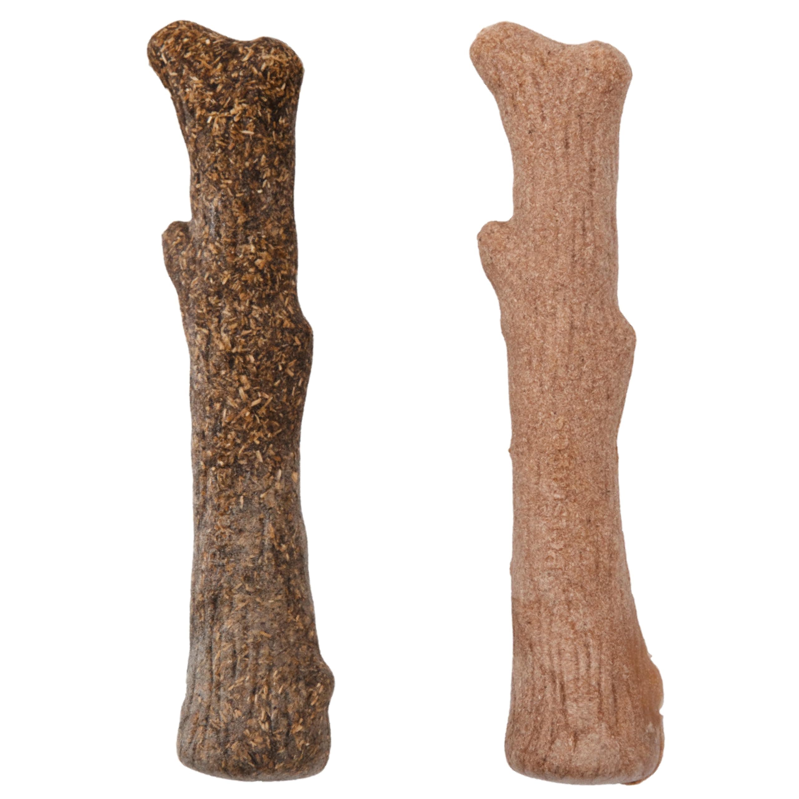 Pupstages Dogwood Calming Dog Chew Toy – Real-Wood Blend, Moderate Chewers, Medium, 7.5", 2-Pack (Natural & Hemp Flavors)
