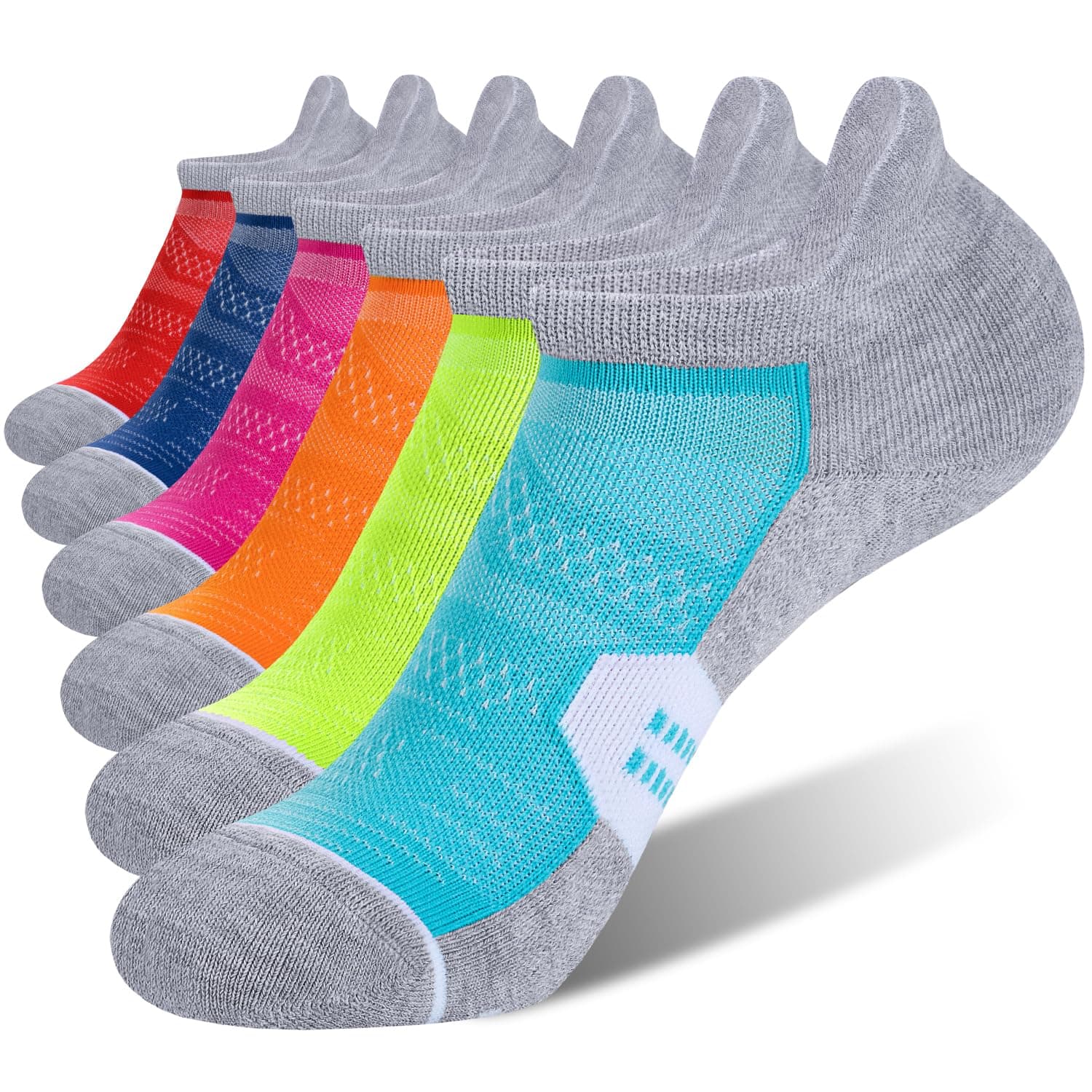 6 Pack Women's Ankle Running Socks Cushioned Low Cut Tab Athletic Socks
