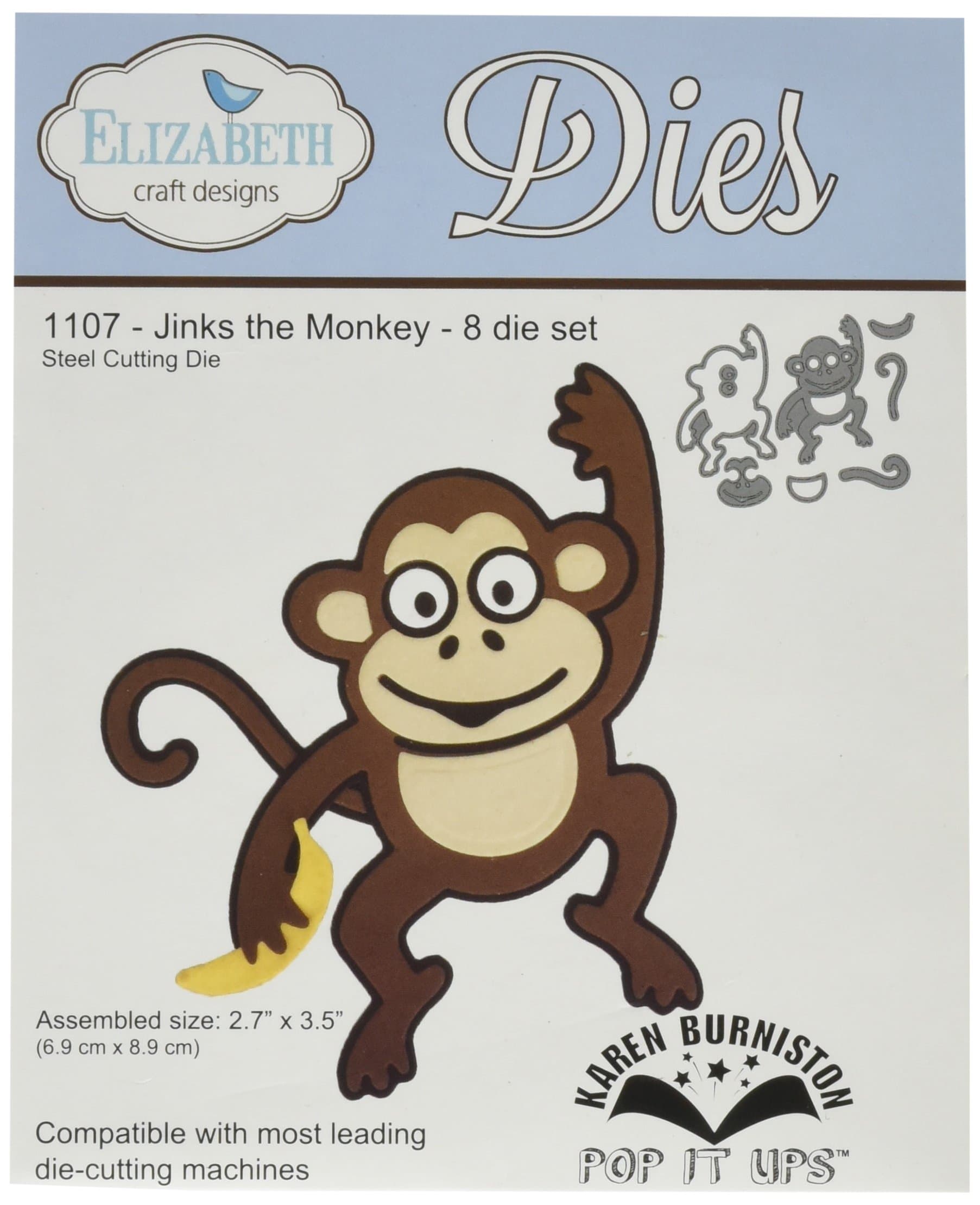 Elizabeth Craft Designs Pop It Up Metal Dies By Karen Burniston Jinks The Monkey, 2.7-Inch x 3.5-Inch