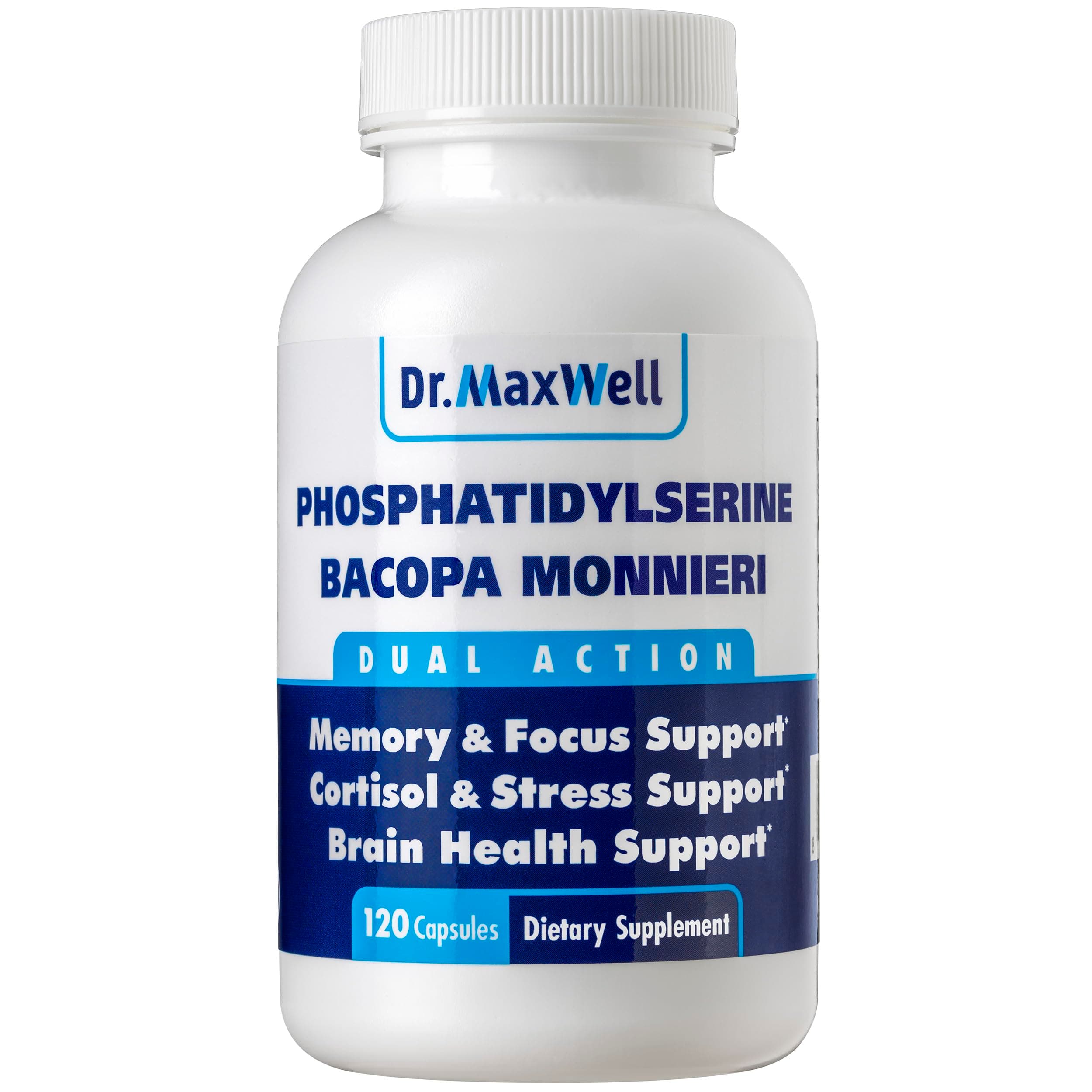 Phosphatidylserine & Bacopa Monnieri, Better Than Each Alone. Phosphatidylserine Supplement 300mg, No Fillers, Soy Free, 2in1, 120 Capsules. Memory Support