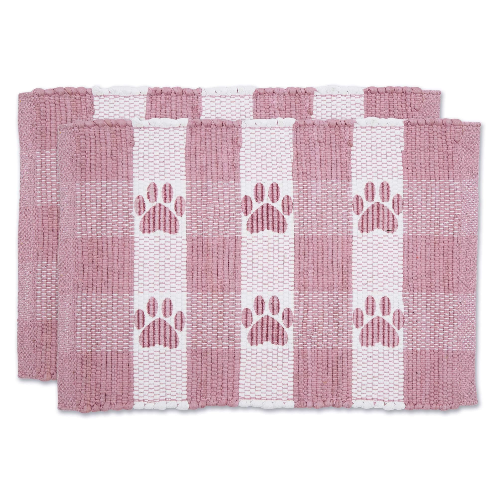 Bone Dry Pet Food Mats Collection Buffalo Check, 12x18, Rose, 2 Piece