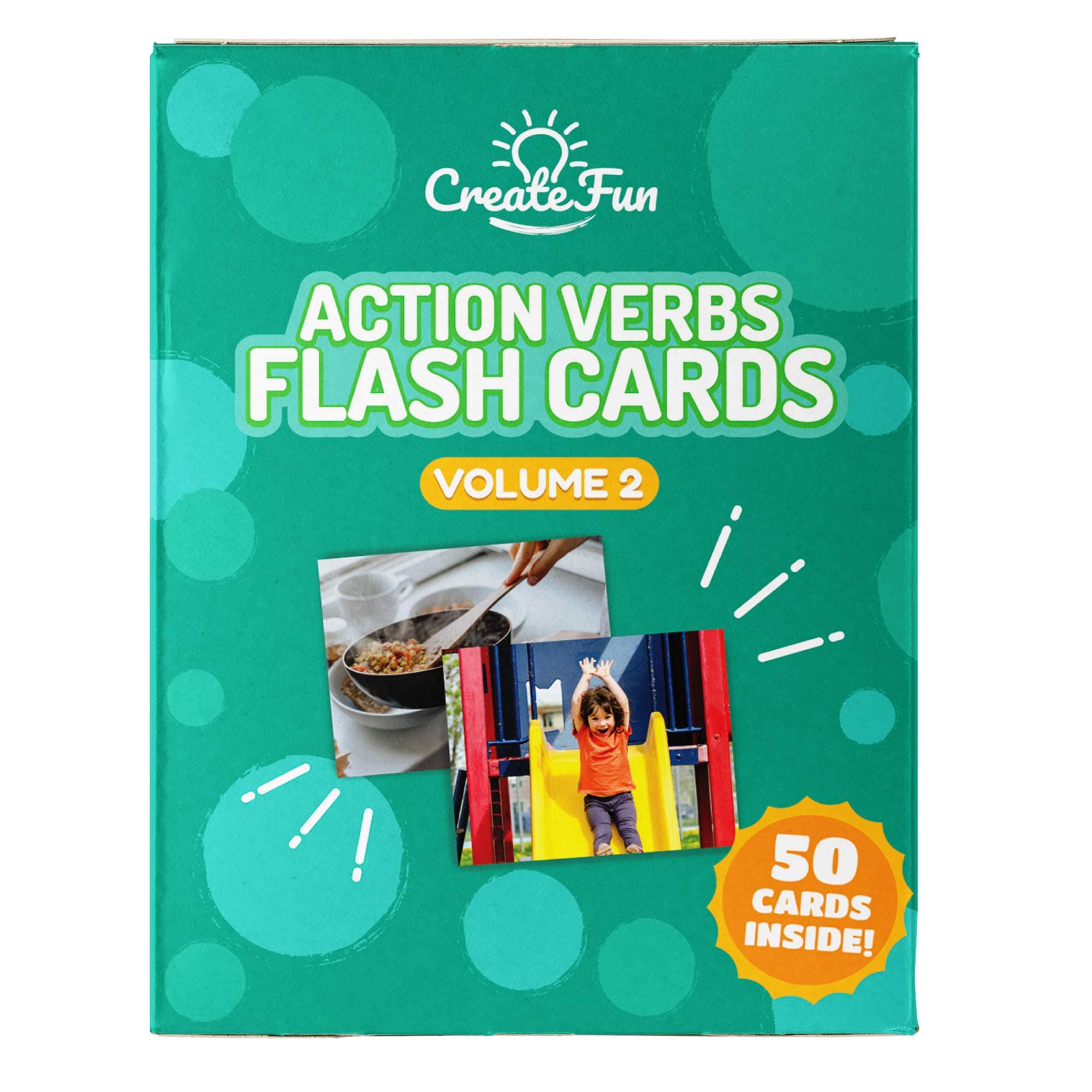 Action Verbs Flash Cards Vol 2-50 Vocabulary Builder Picture Cards - with 6 Teaching Activities & Games for All Ages – Including Parents, Teachers, Speech Therapy Materials & ESL Teaching Materials
