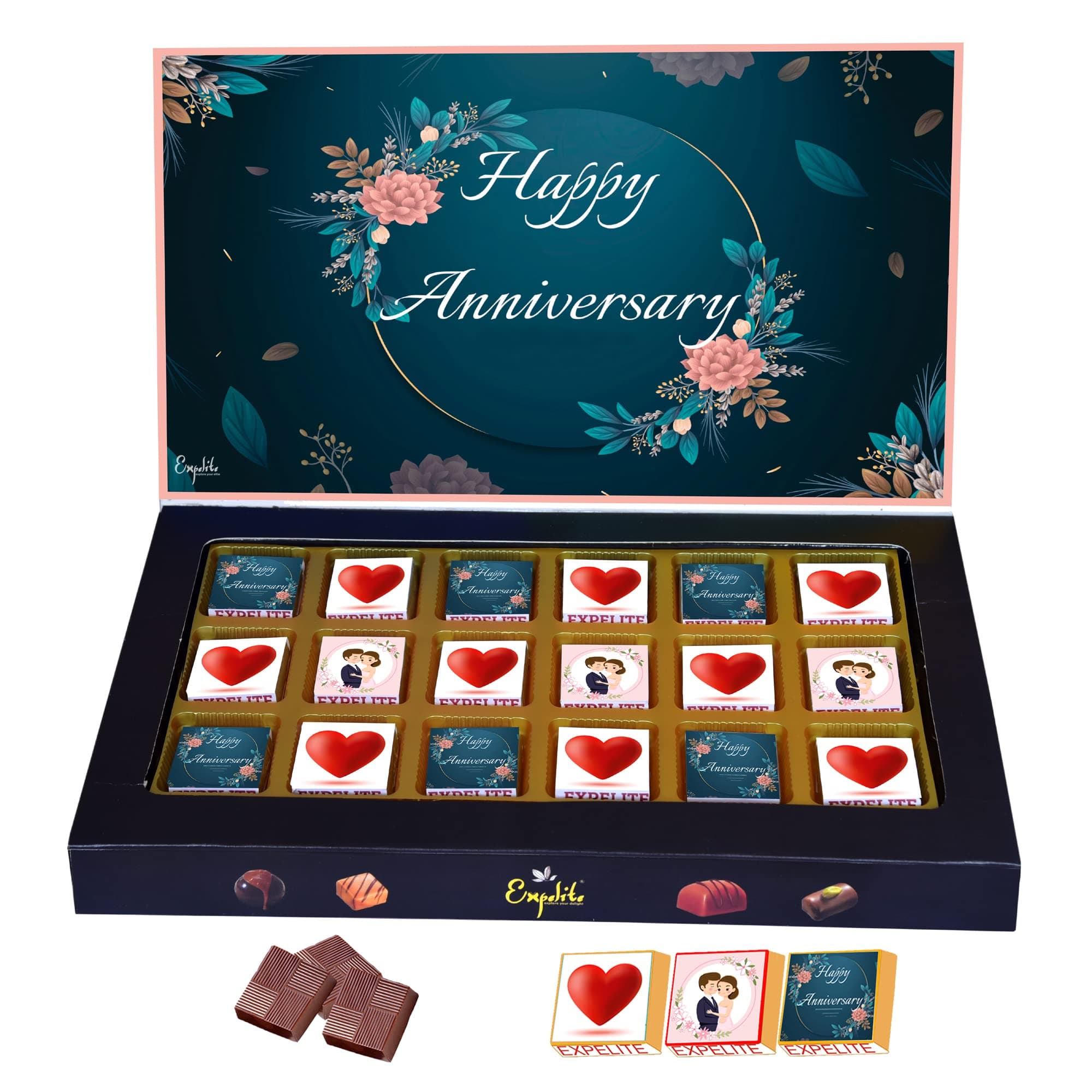 Expelite - 18 PC Chocolates pack Gift for Anniversary Premium Chocolate luxury Chocolate Gift Hamper, Bouquet & Basket Box