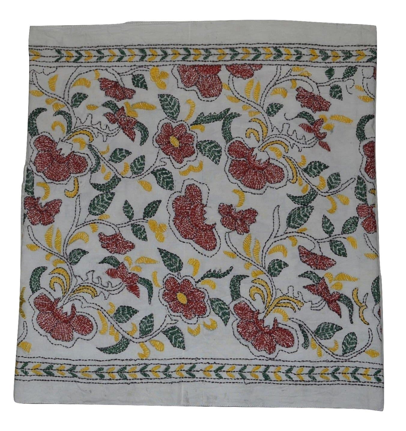 Handspun (Khadi) Cotton Fabric Hand Stitch Embroidery Nakshi Kantha Scarf. X1497