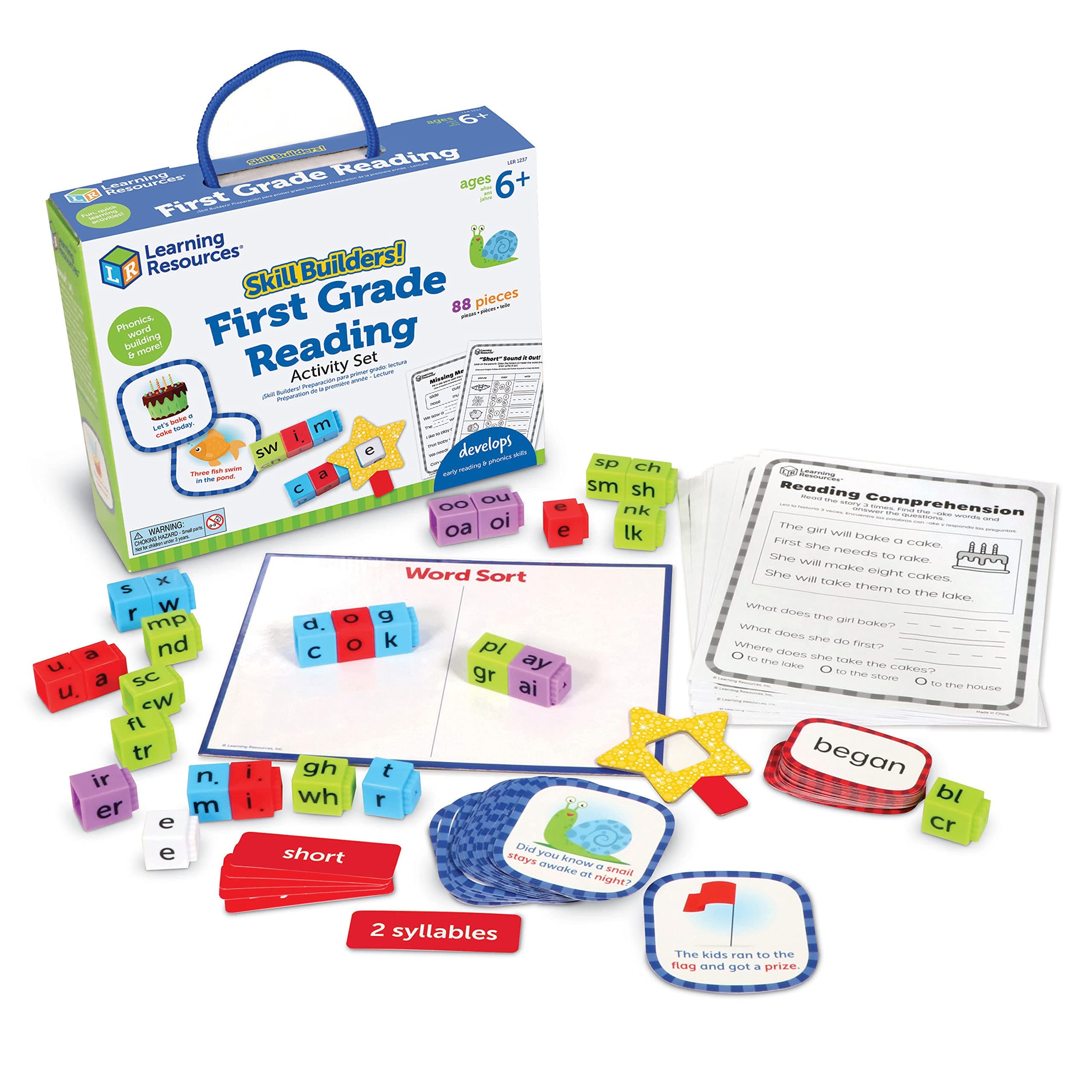 Skill Builders! 1st Grade Reading - 88 Pieces, Ages 6+ First Grade Learning Materials, Homeschool and Classroom Supplies, Reading Games for Kids
