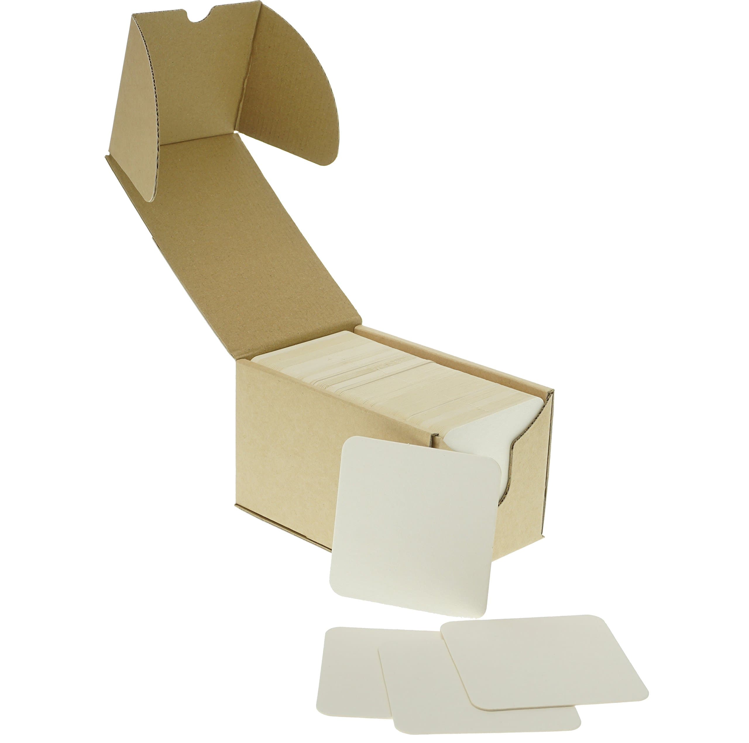 ZEZAZU 3.5" Square Heavyweight Blank White Paper Pulpboard Absorbent Coasters (Case of 125) for Drinks, DIY Craft Projects, Letterpress Paper and Mini Art Boards