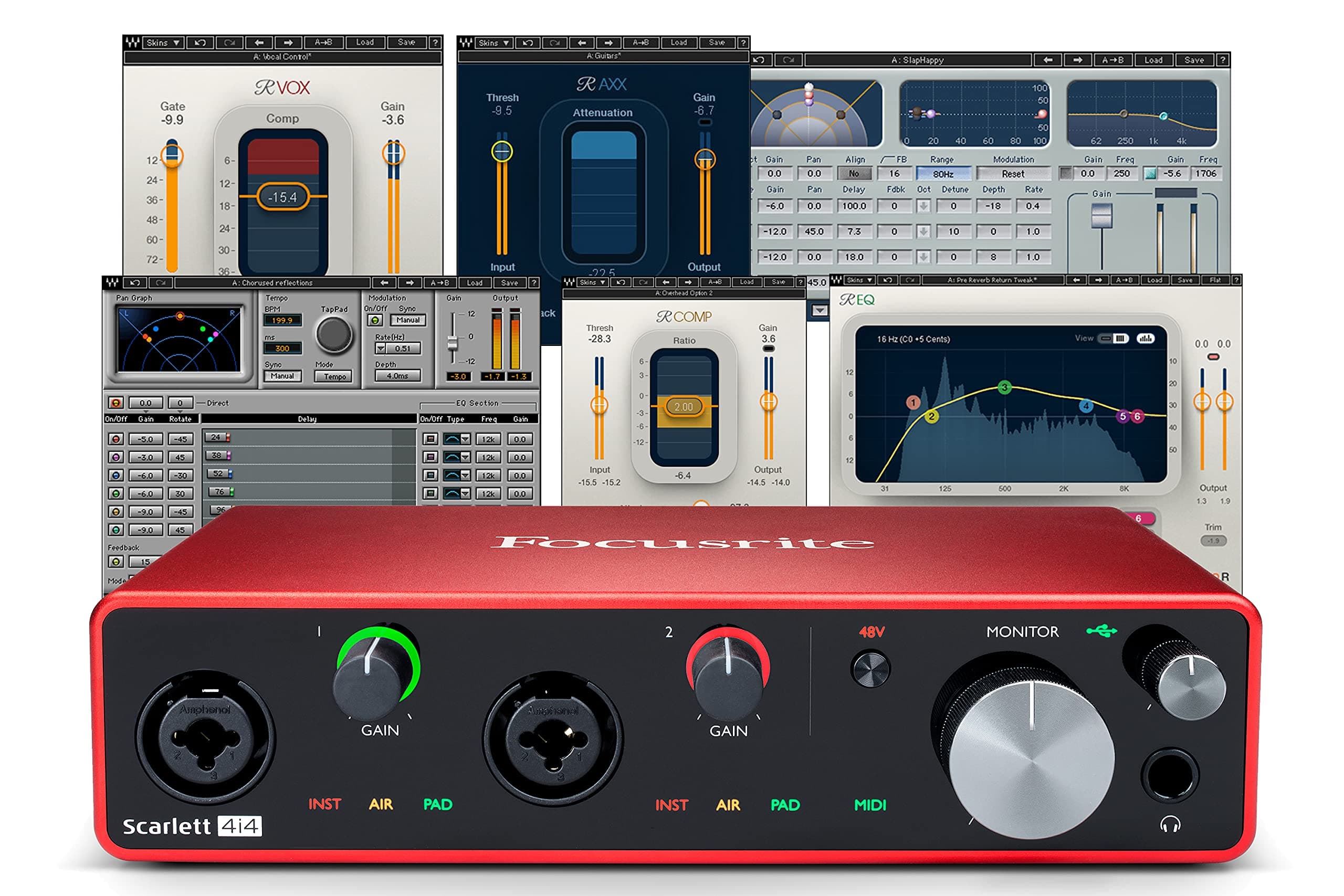 Focusrite Scarlett 4i4 (3rd Gen) USB Audio Interface plus Waves Musicians 2 Plugins Software Bundle