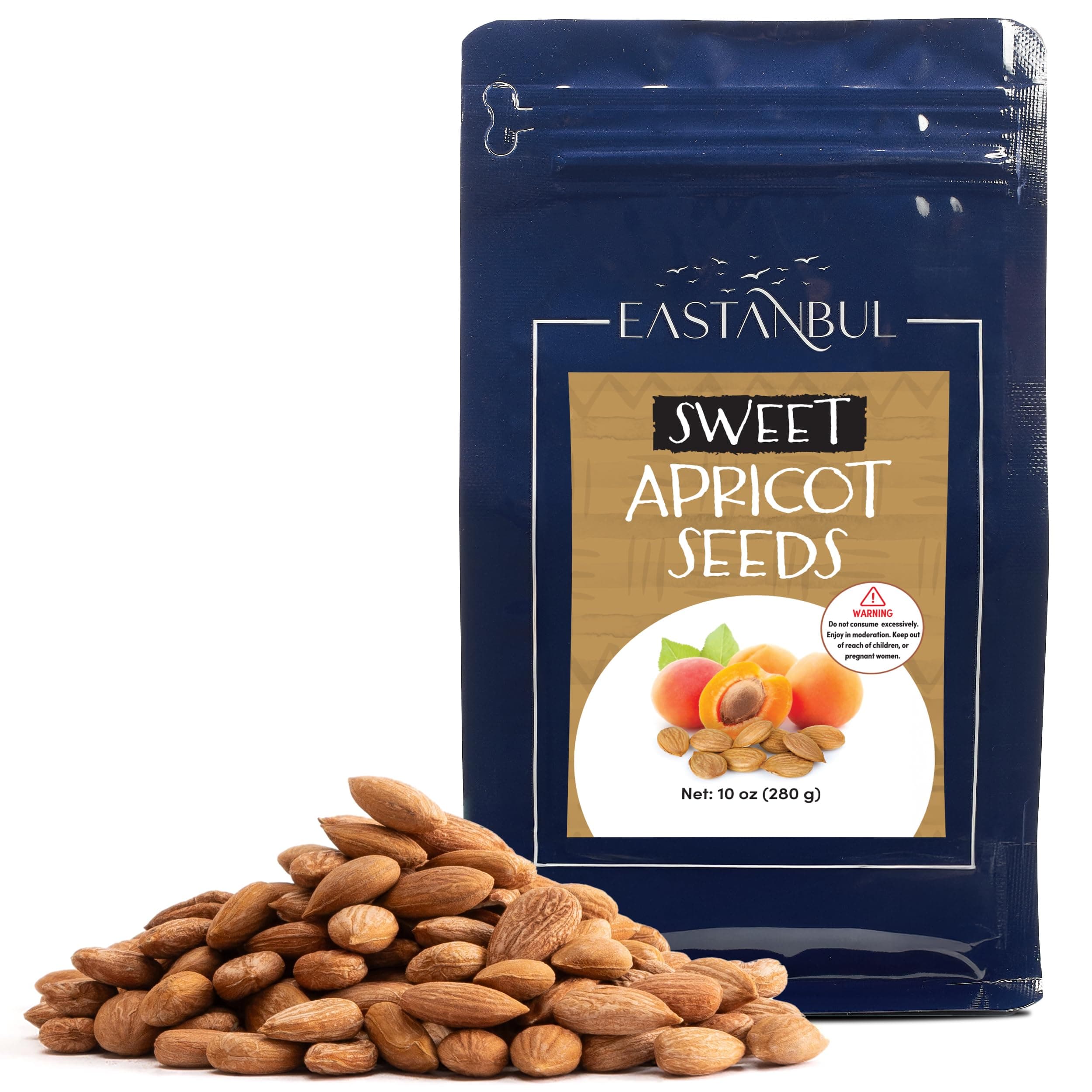 Eastanbul Apricot Seeds, Sweet Apricot Kernels 10oz, Natural Raw Dried Seeds, Semillas Albaricoque, Almondy from Turkey, Vegan, Gluten Free, Non GMO