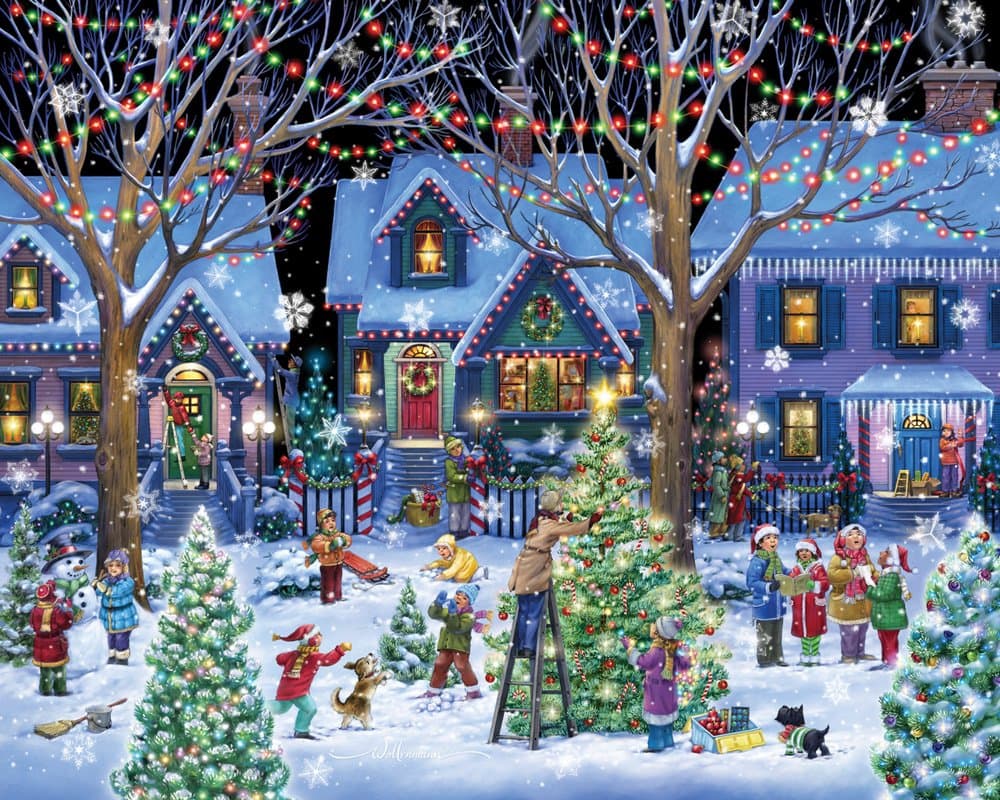 Christmas Cheer Jigsaw Puzzle 1000 Piece - Large Format Christmas Puzzles for Adults & Families - Fully Interlocking & Randomly Shaped Pieces