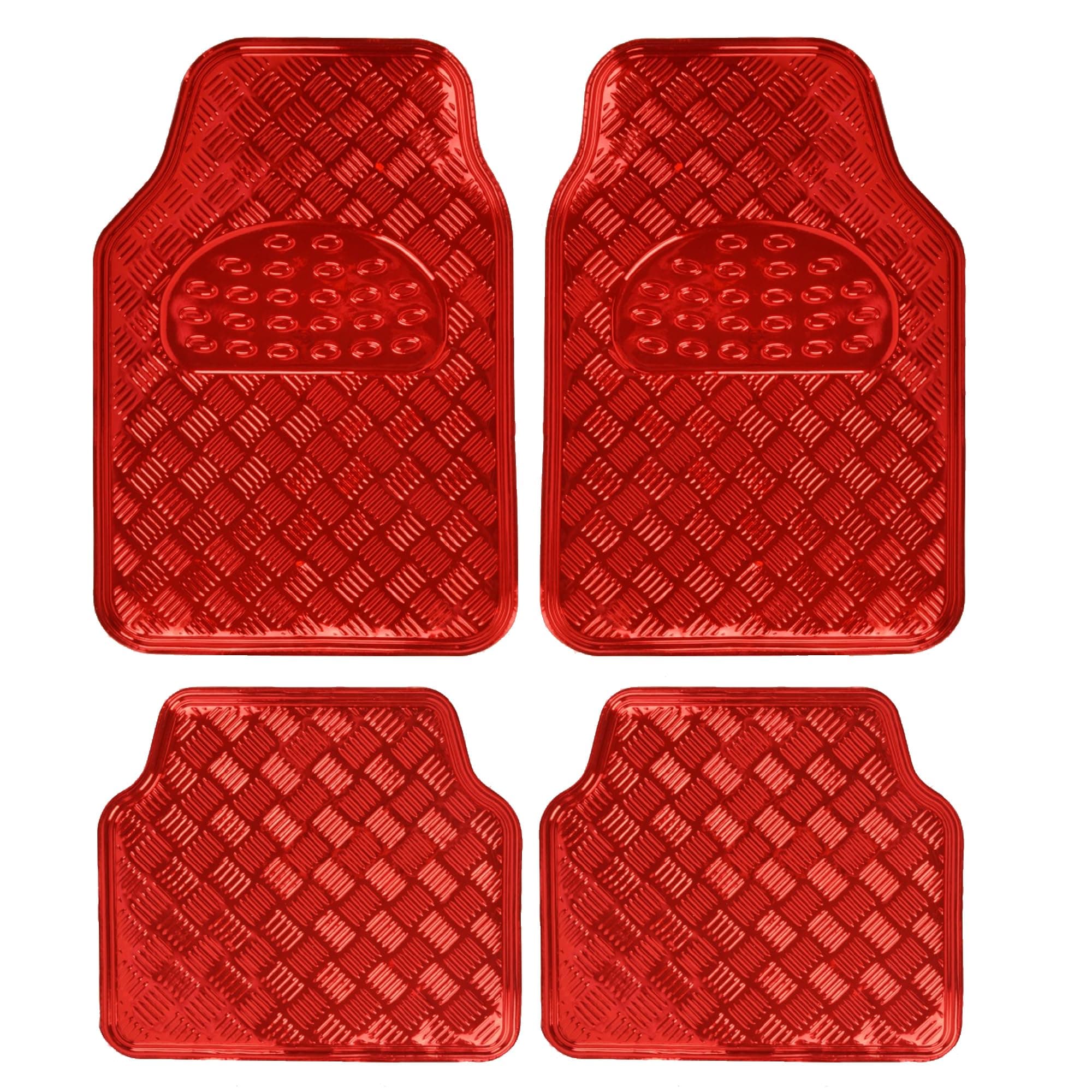 Bdk Universal Fit 4-Piece Metallic Design Car Floor Mat Mt-641-Rd