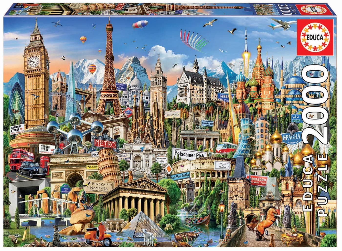 Borrás 17697 Symbole Von Europa Educa Borras Europe Landmarks 2000 Piece Jigsaw Puzzle, Multi, Standard Size