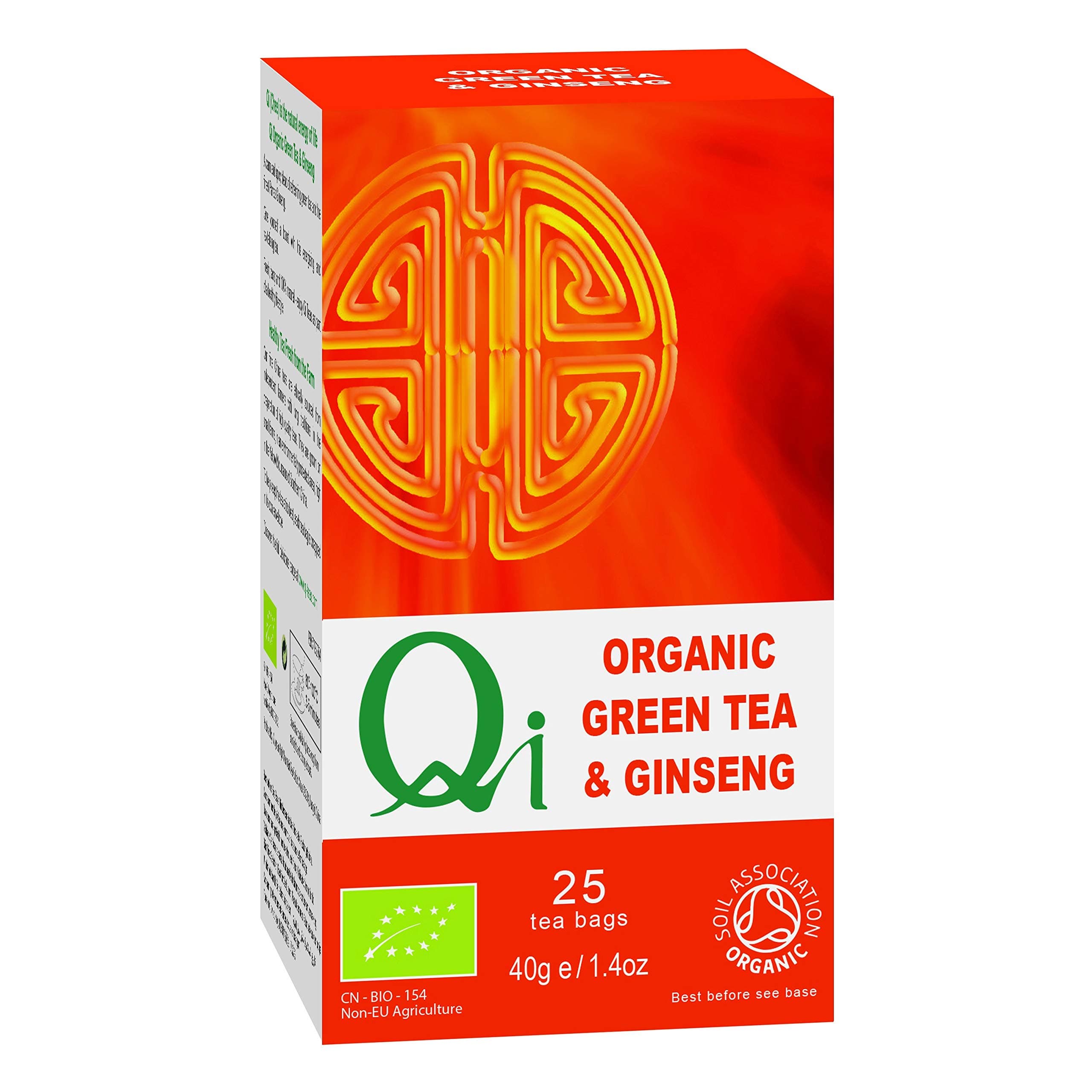 QI Herbal Health | Green Tea & Ginseng - Organic & Fairtrade | 8 x 25 bags