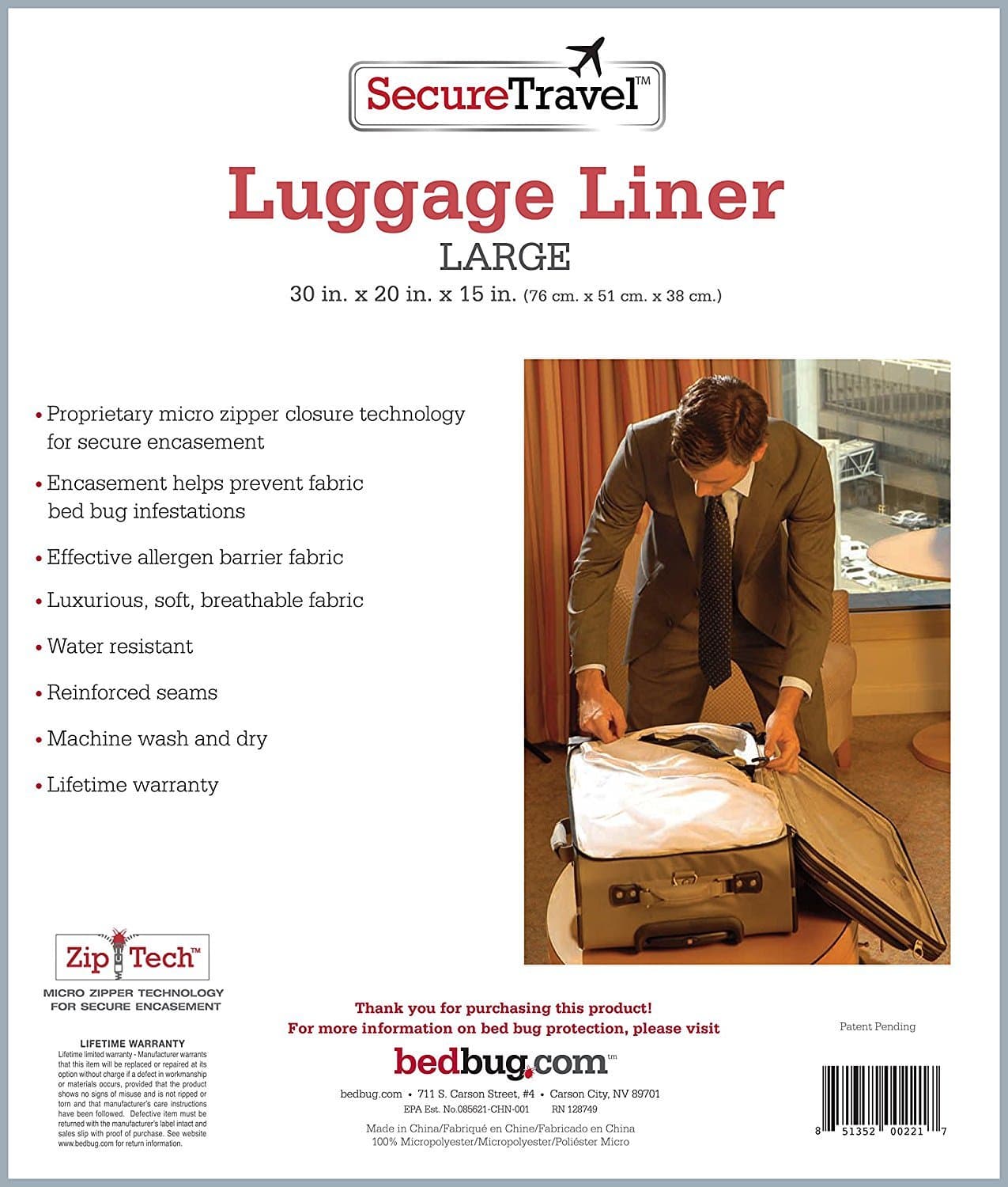 SecureTravel Suitcase Liner Size: Large