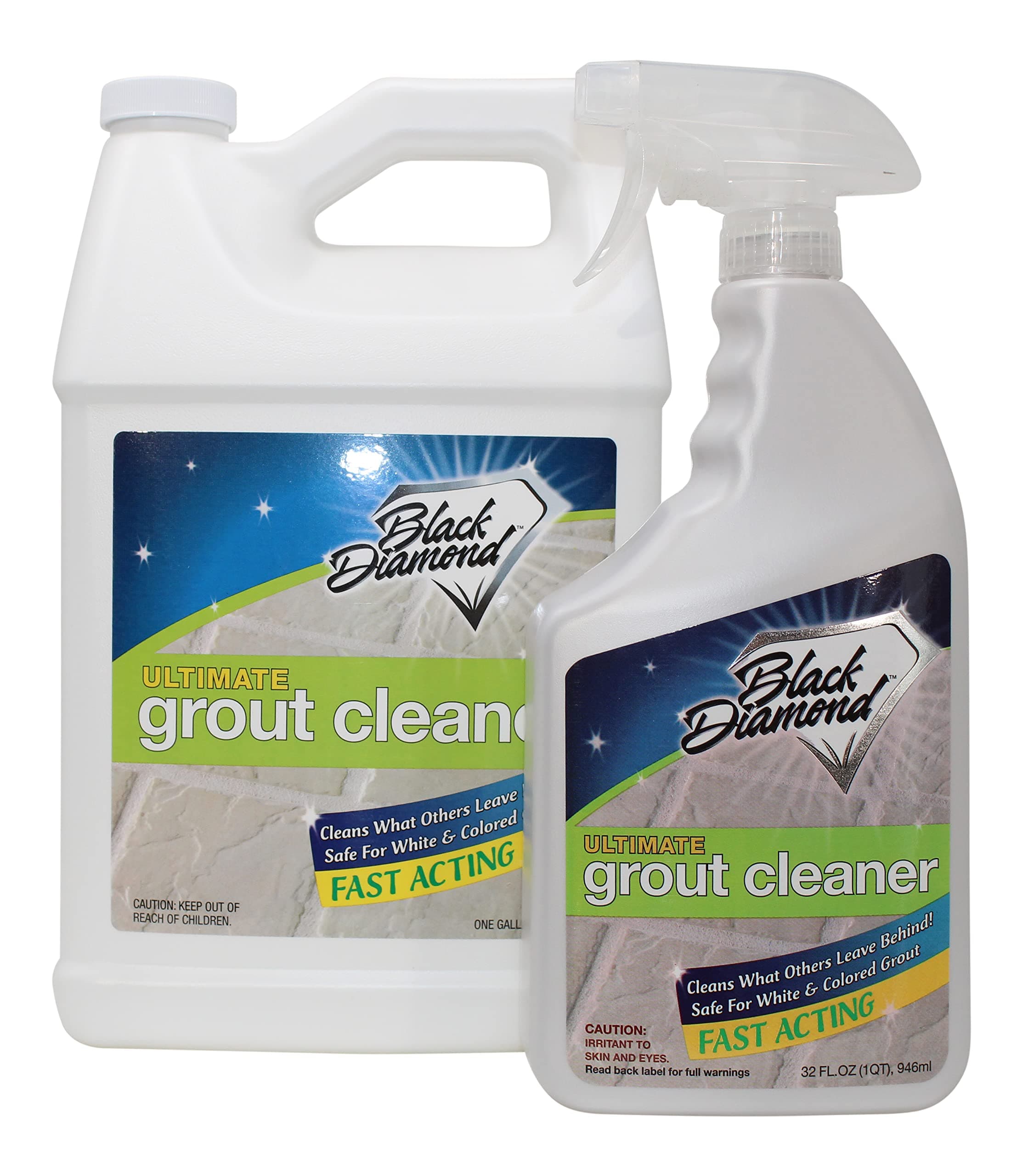 Black Diamond StoneworksUltimate Grout Cleaner: Best Cleaner for Tile, Ceramic,Porcelain, Marble Acid-Free Safe Deep Cleaner & Stain Remover for Even The Dirtiest Grout. (1-Quart & 1-Gallon Bundle)