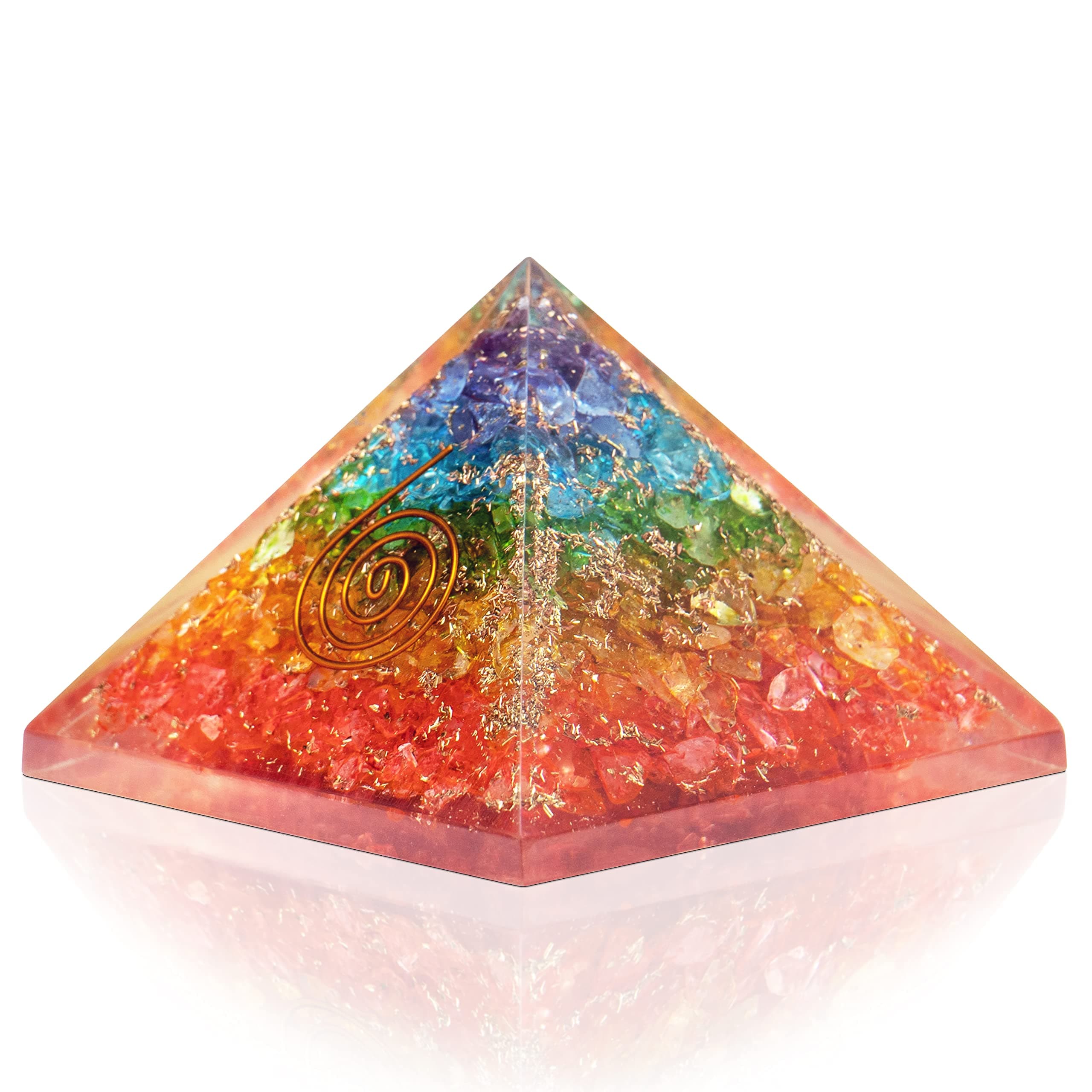 Orgone Pyramid - 7Chakra Crystal Pyramid - Orgone Generator - Chakra Balance - Healing Crystals Orgonite Pyramid for – Meditation Organite Orgone Pyramid Reiki Inner Healing Love Motivation