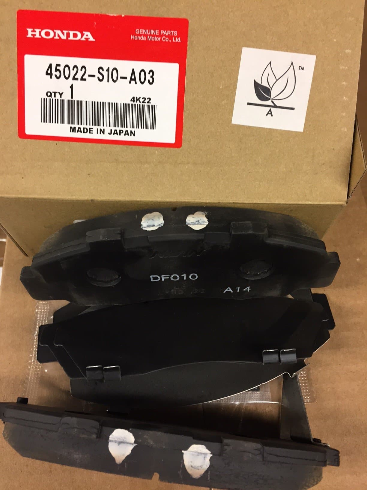 GENUINE HONDA FRONT BRAKE PADS 45022-S10-A03