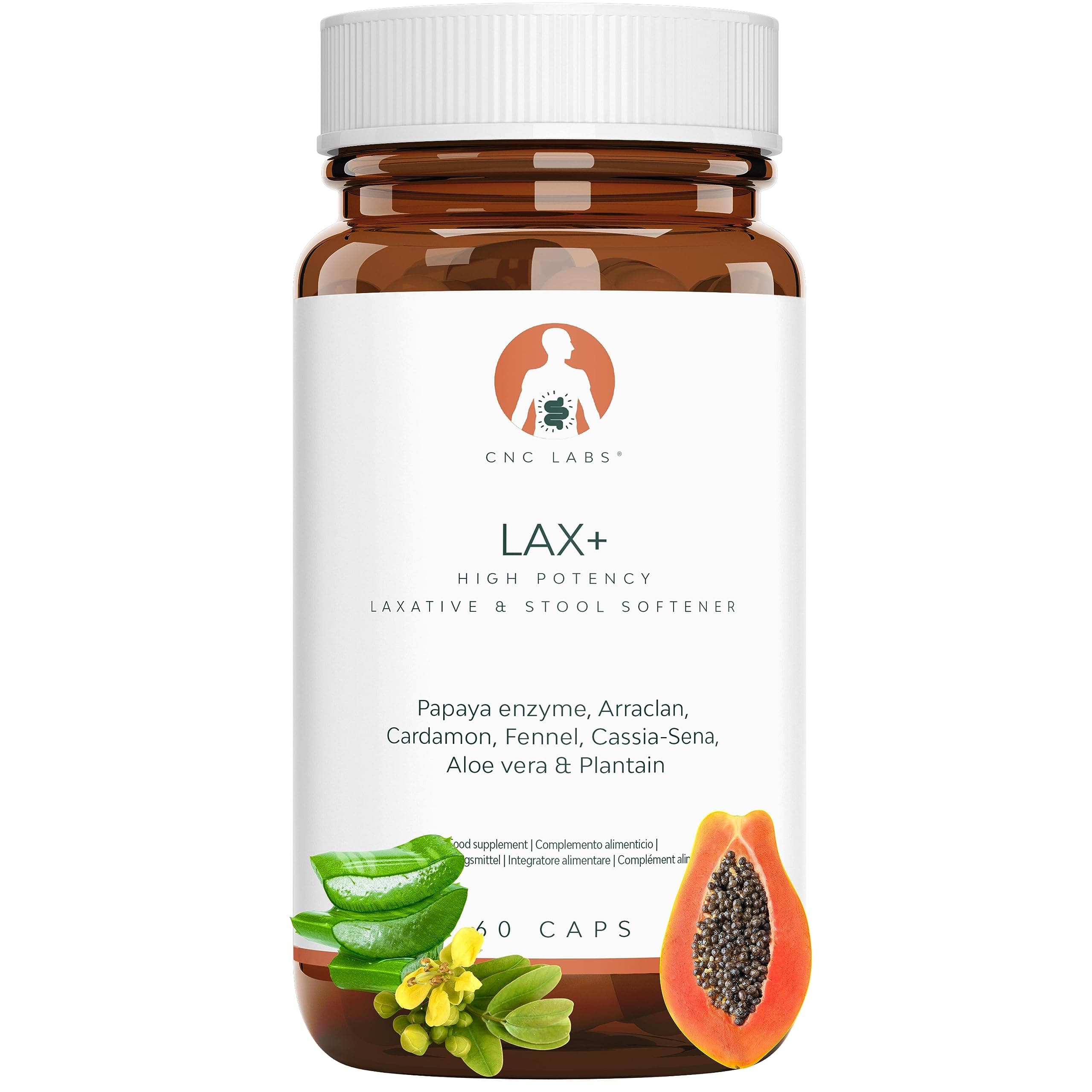 LAX+ 7-in-1, Laxatives for Constipation, Stool Softeners for adults, Laxative for Constipation Relief, Stool Softener, Colon Detox Cleanse, Solves Bloating & Gas Relief, 100% Natural & Vegan